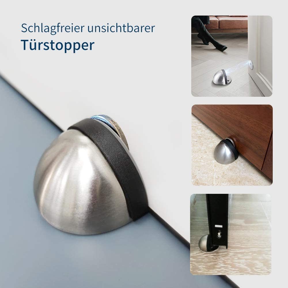 COOL-i ® Bodentürstopper Edelstahl Türstopper, Selbstklebender Metall Magnet Türstopper, für Glastüren Balkontüren 2er Set – Bild 5 von 5