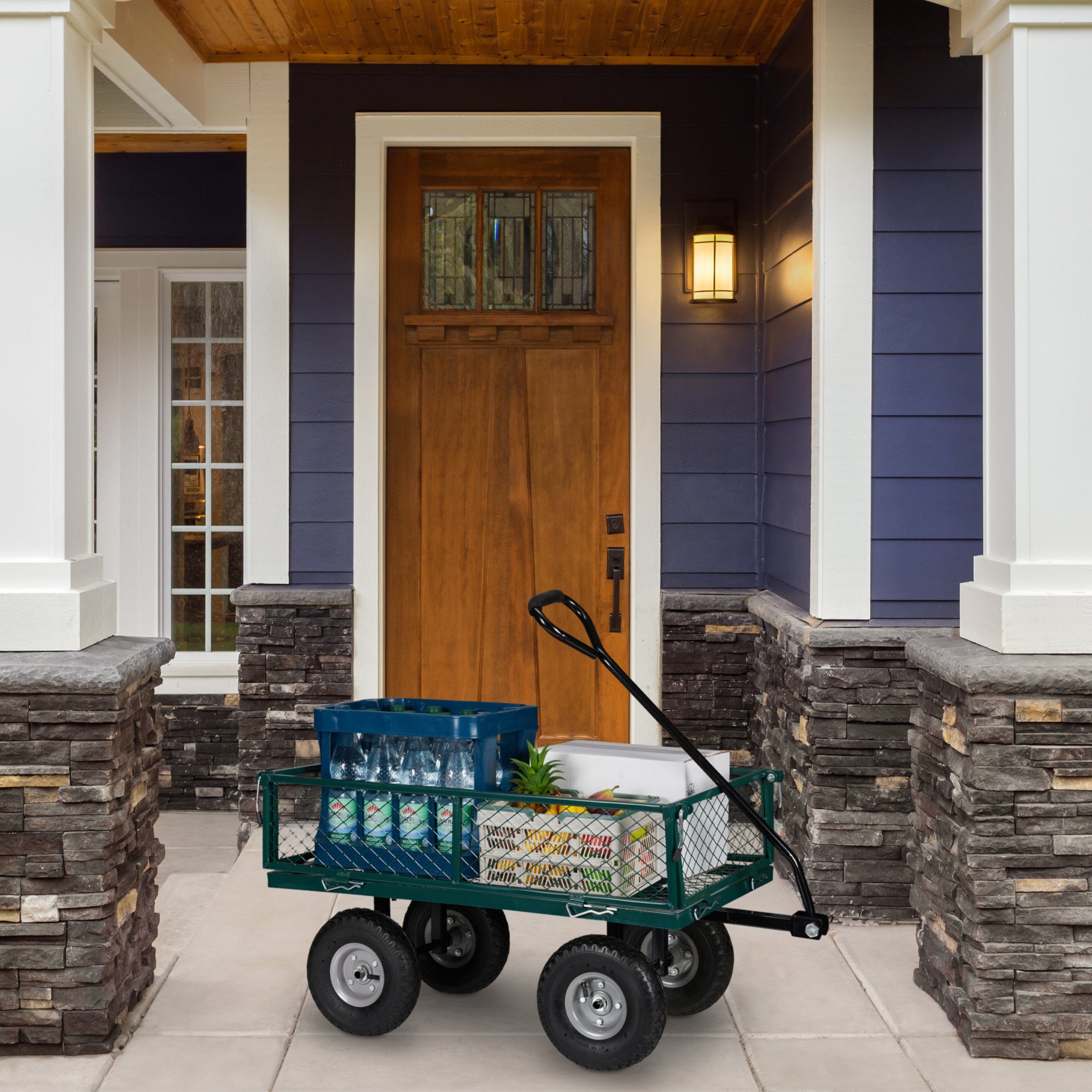 relaxdays Bollerwagen Grüner Handwagen