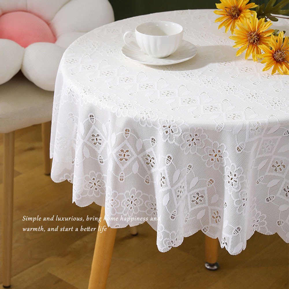 Blusmart Stilvolle In Tischschonbezug Farbe, Weißer Dekorative Spitzentischdecke Runde