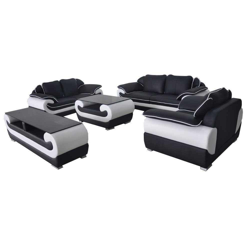 JVmoebel Sofa Leder Modern XXL Couch Wohnlandschaft Garnitur 3+2+1 + Tisch, Made in Europe