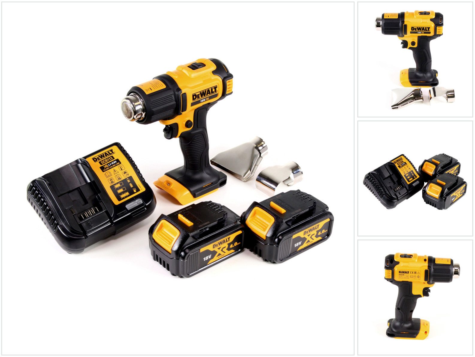 DeWalt Heißluftgebläse DCE 530 M2 Akku Heißluftpistole 18V 530°C + 2x Akku 4,0Ah + 1x Lader