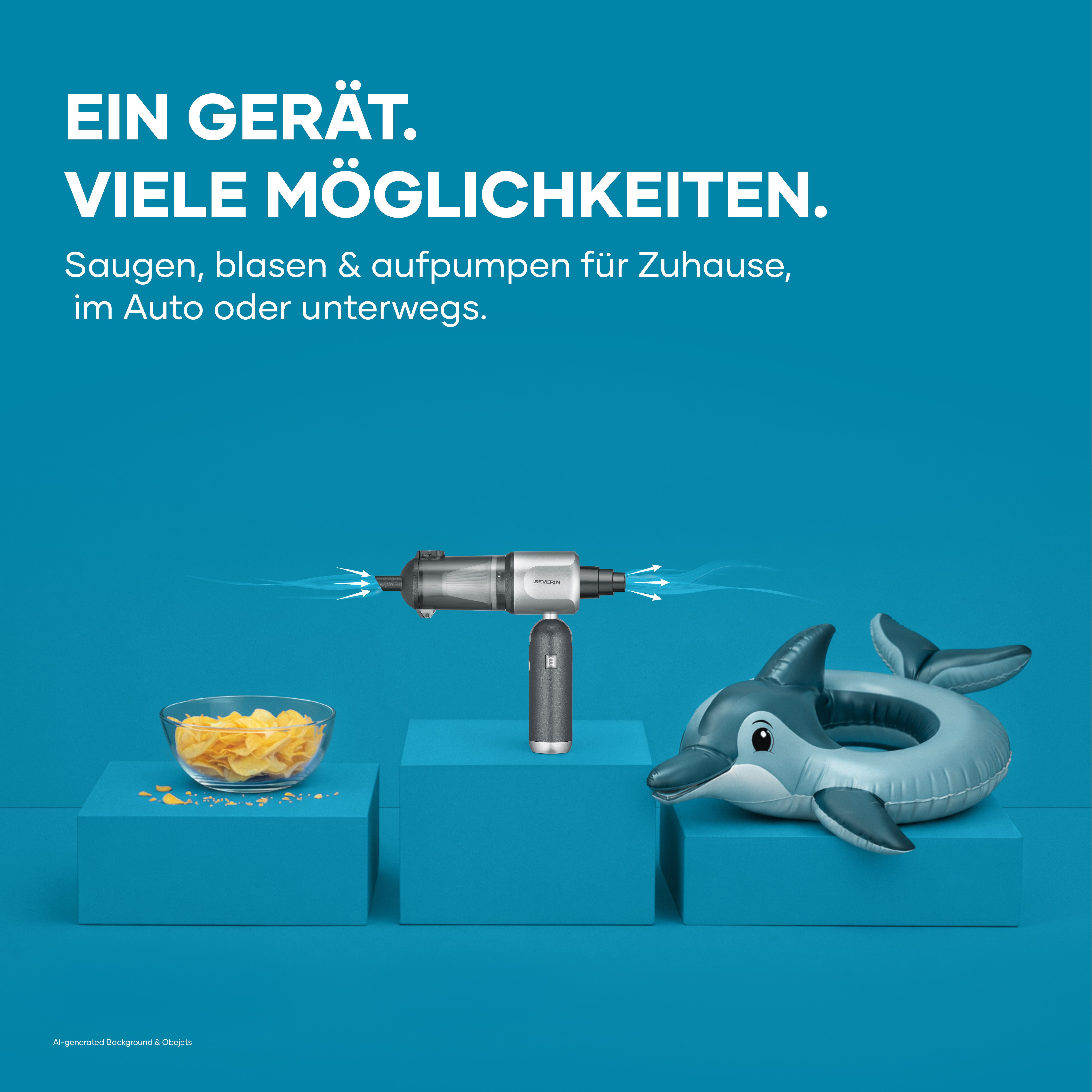 Severin Akku-Handstaubsauger S-Power DuoBoost, HV 7149, 120 W, 3-in-1, Luftbläser & Aufpumper, 17000Pa, kabellos, 120W, anthrazit