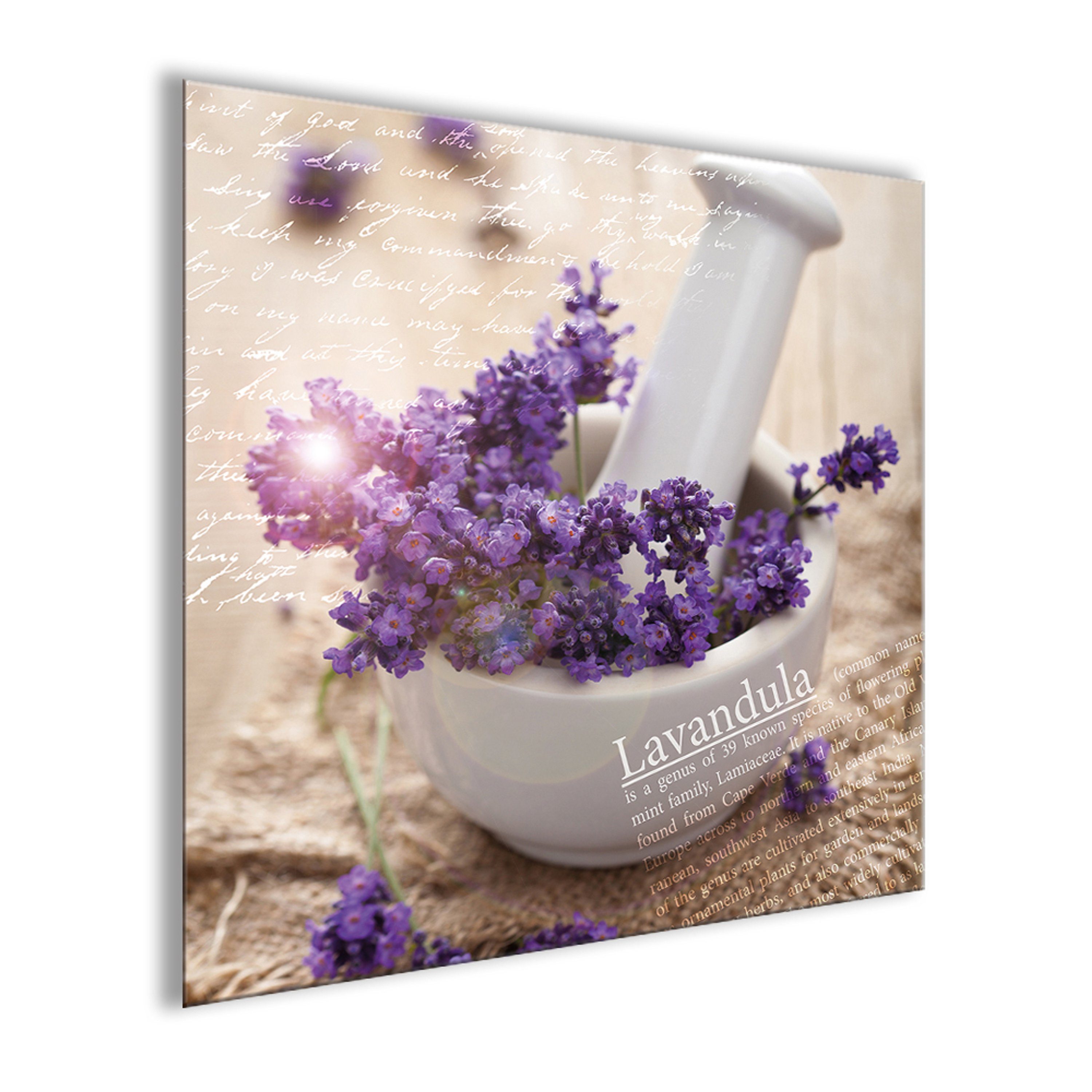 artissimo Glasbild Glasbild 30x30cm BIld Spa: Lavendel Wellness Lavendel Blumen lila