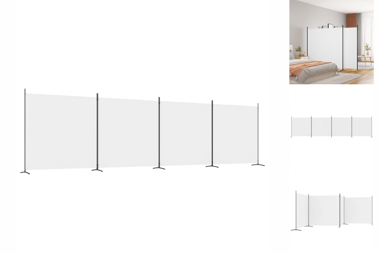 vidaXL Paravent 4-tlg Paravent Weiß 698x180 cm Stoff Spanische Wand Sichtschutz Schlaf