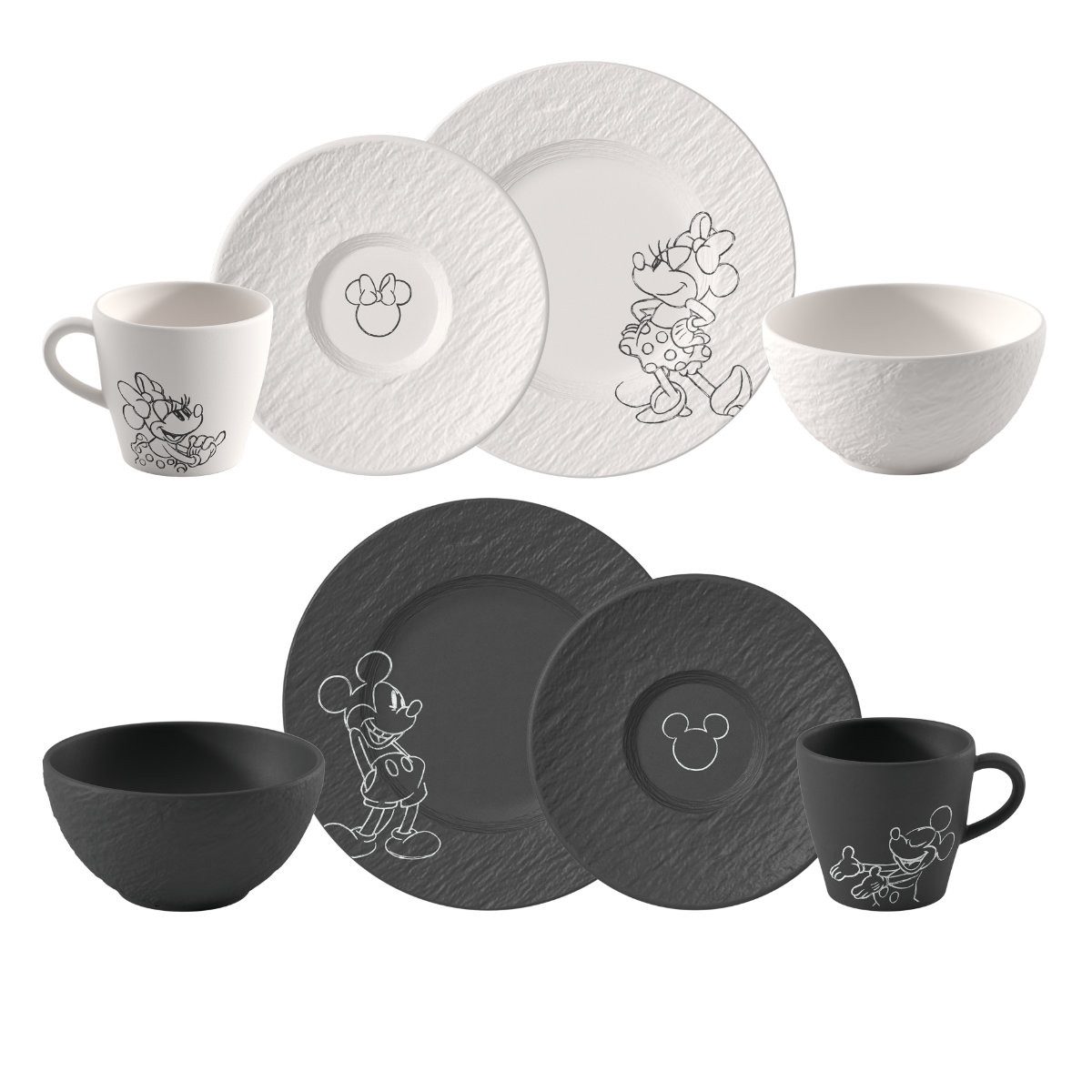 Villeroy & Boch Frühstücks-Geschirrset Manufacture Mickey Mouse, Porzellan, 8-tlg.