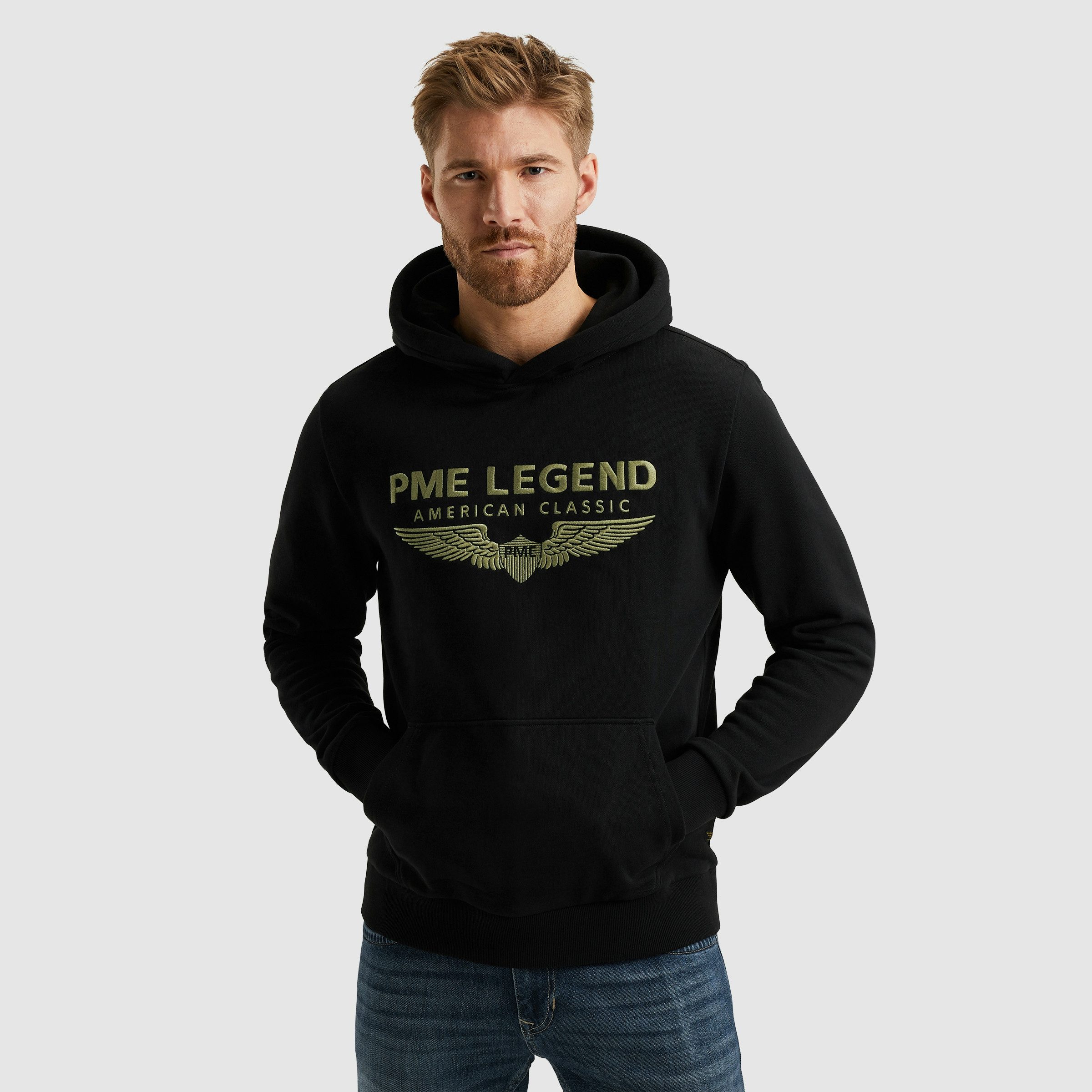 PME LEGEND Kapuzensweatshirt Hooded soft terry with logo mit Logostickerei