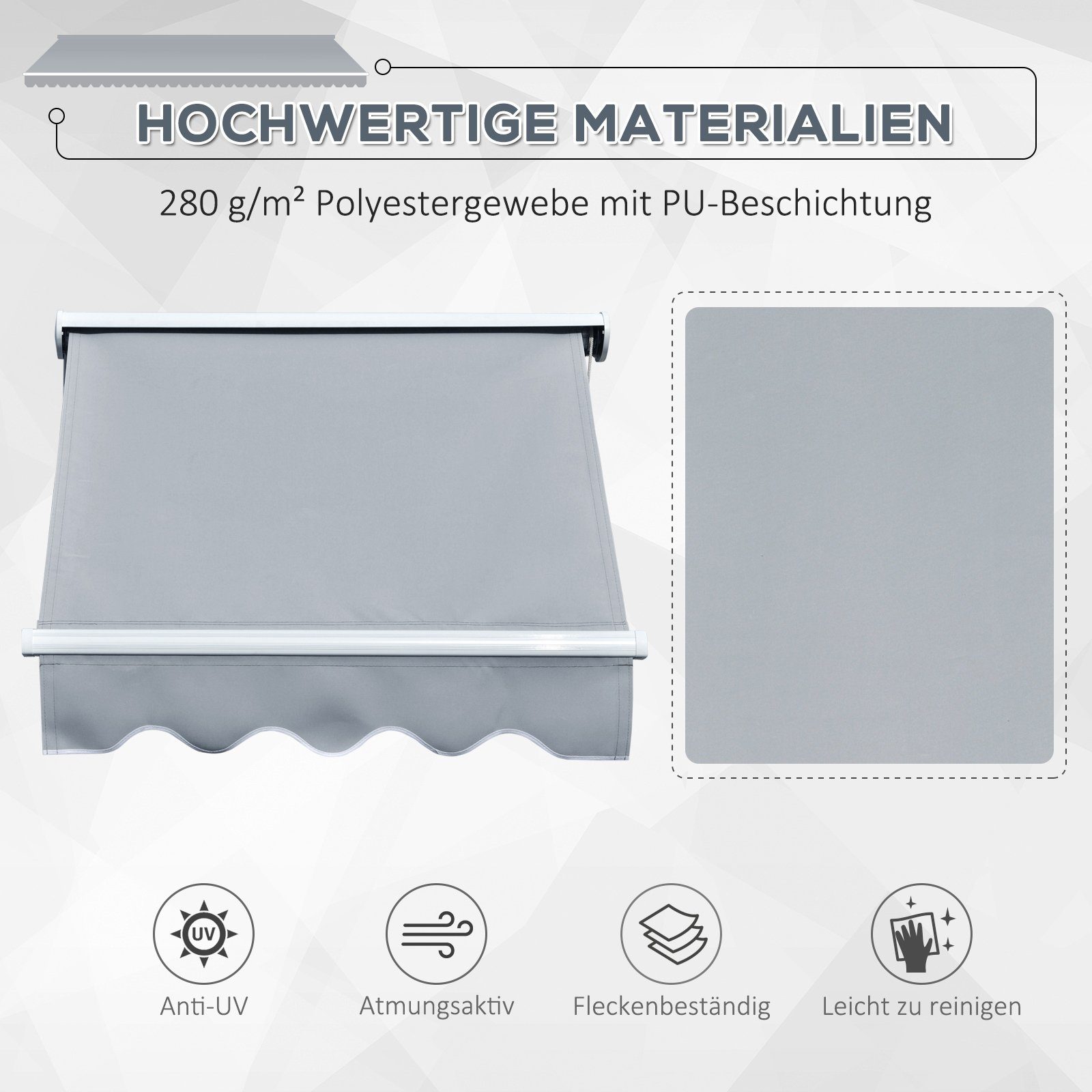 Outsunny Markise Klemmmarkise mit Seilzug