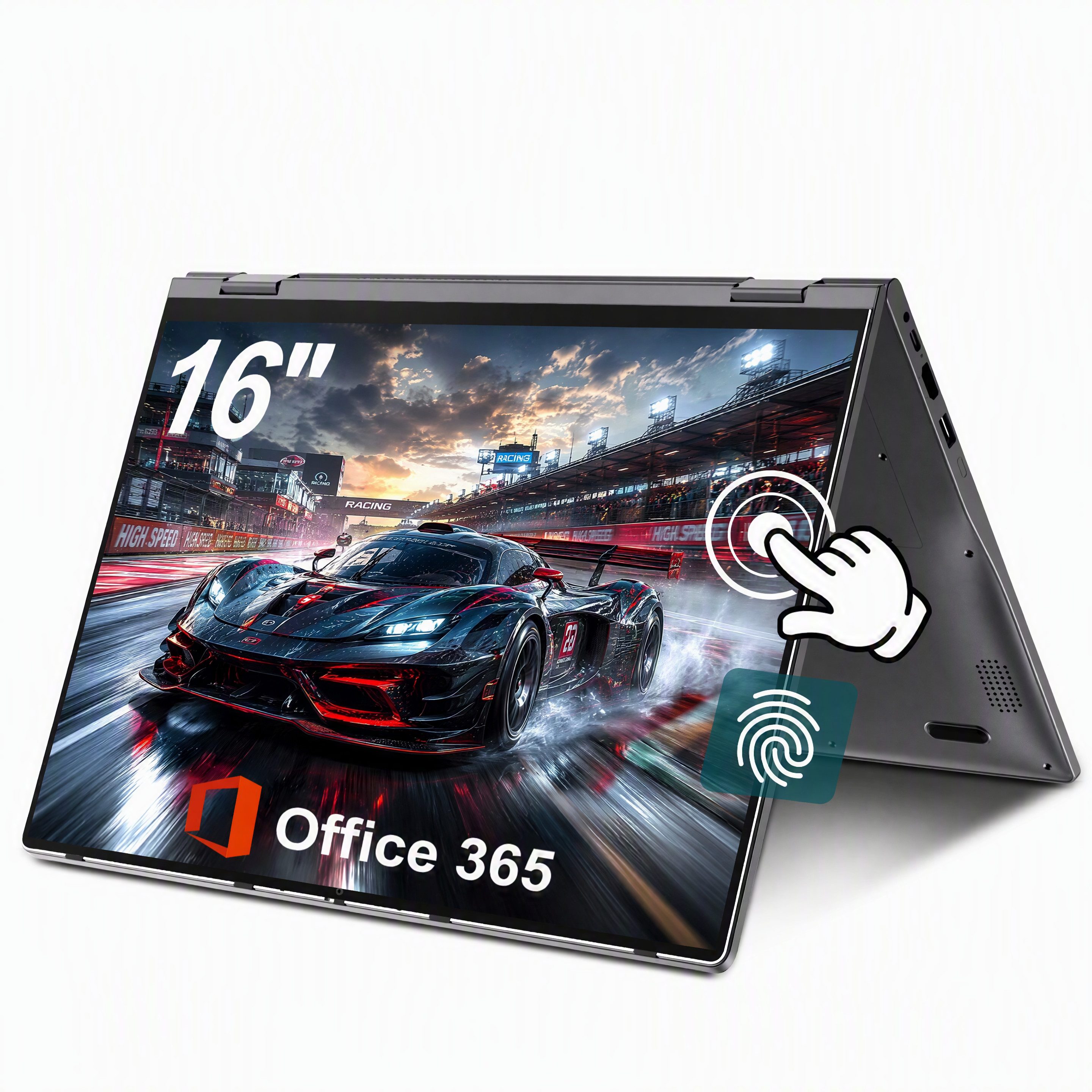 MENGHU Convertible Laptop 16 Zoll 16GB LPDDR5 640GB SSD Fingerabdrucksensor Notebook (Intel N95, Intel UHD Graphics, 16 GB, 640 GB SSD, 4-core CPU)