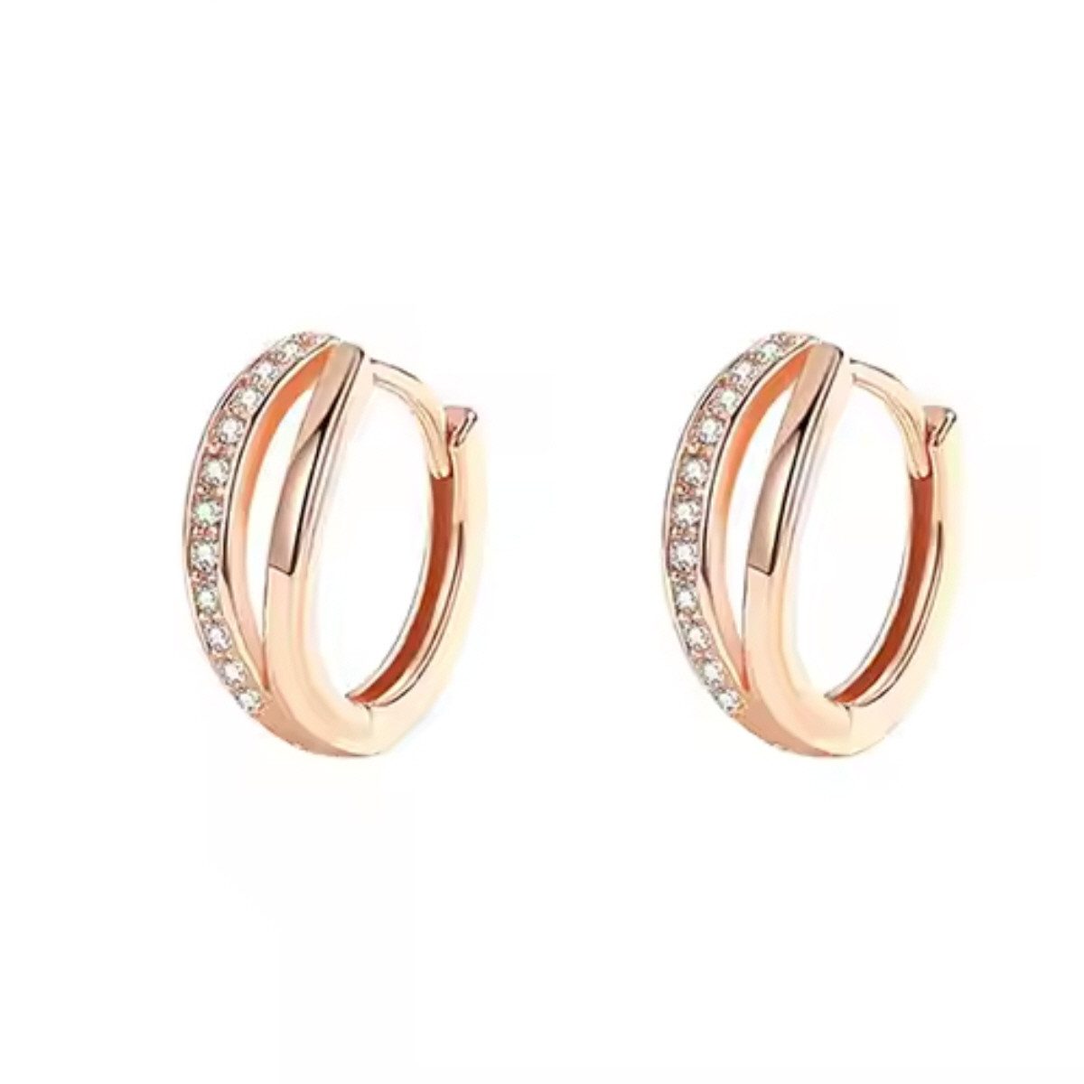 Paar Creolen Ohrschmuck Ohrringe Damenohrringe Creole Zirkonia Farbe Roségold