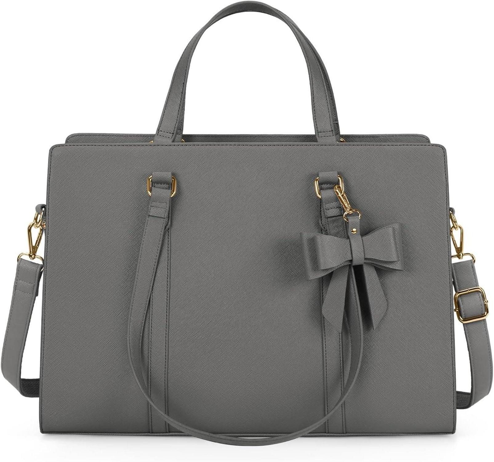 Handtasche Handtasche Damen Schwarz Große Laptoptasche 15.6 Zoll PU Leder