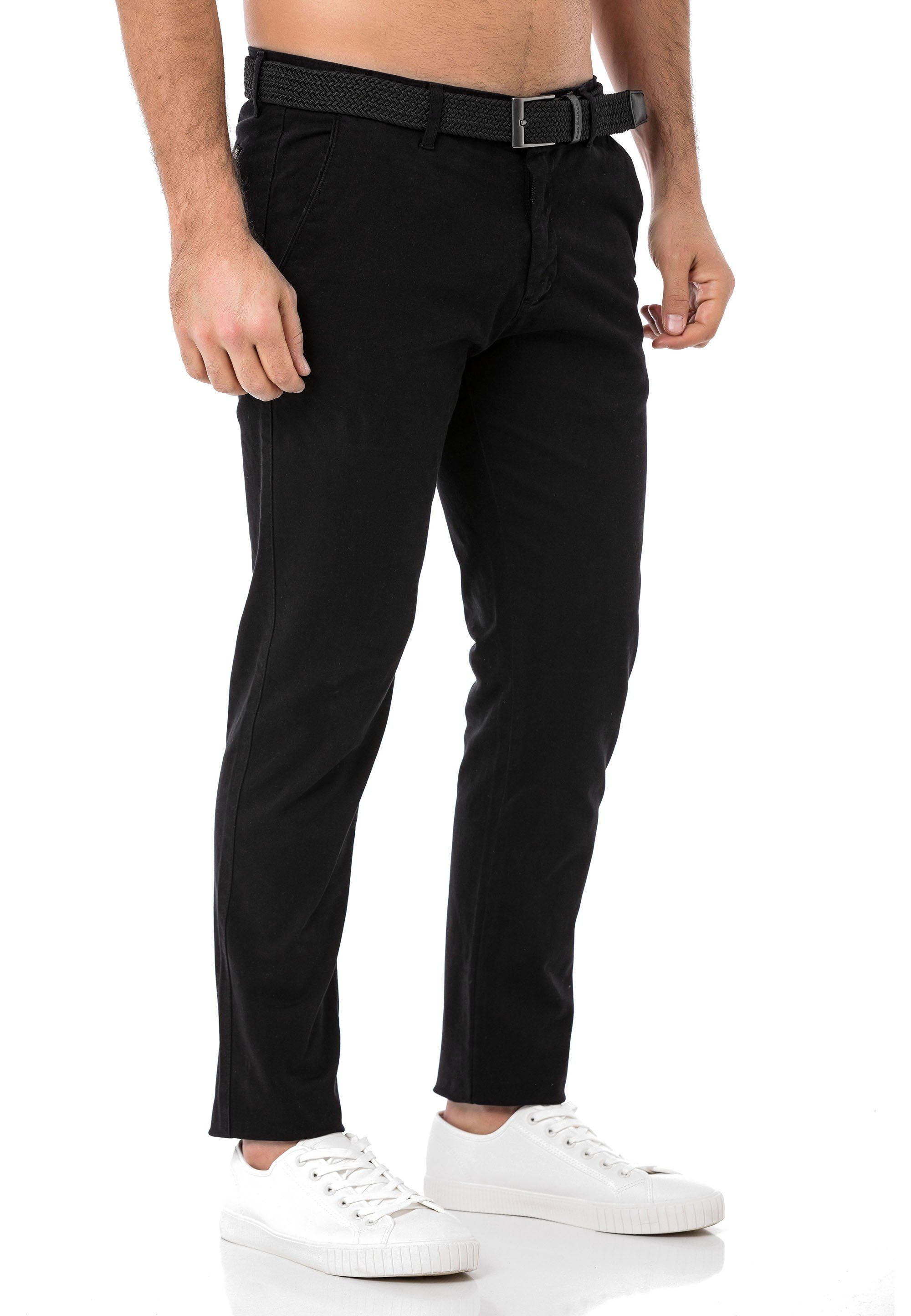 mit Hose Chino Pants Schwarz Chinohose RedBridge Gürtel