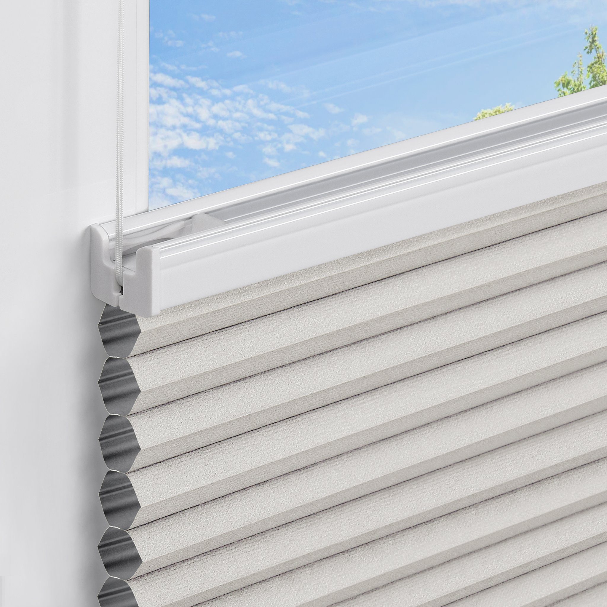 jalousiescout Wabenplissee Pure Wabenplissee, 30 x 90 cm, beige, verdunkelnd, ohne Bohren, klemmen, Klemmfix, Thermo Plissee Sonnen-, Sicht- und Hitzeschutz, für Fenster und Tür