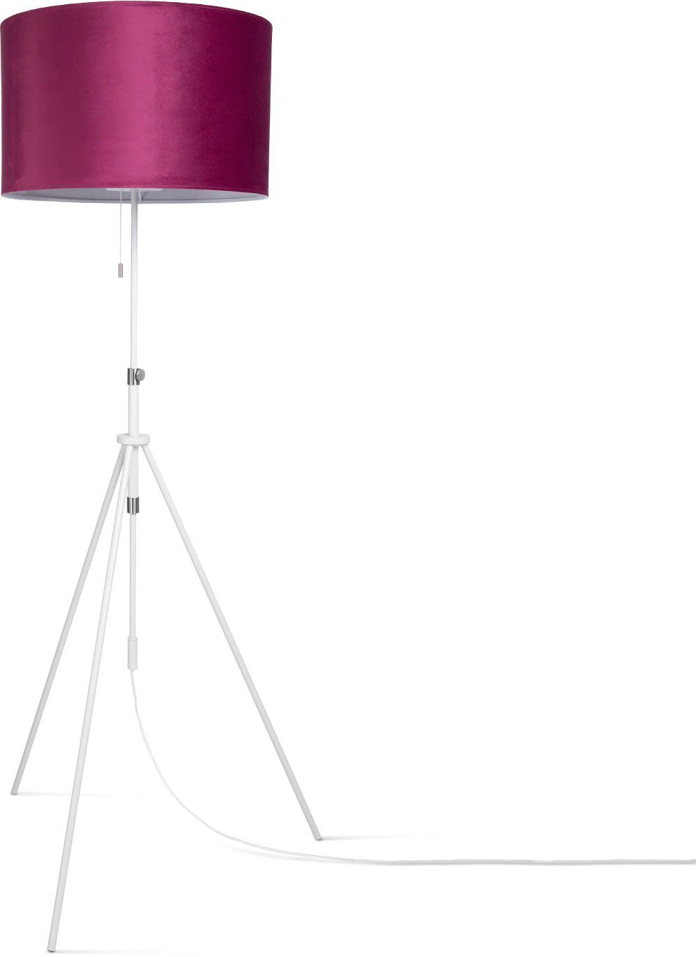 Höhenverstellbar Naomi Zugschalter Stehlampe Color, Wohnzimmer 121,5 Velour Home Leuchtmittel, 176,5 Paco cm uni ohne bis