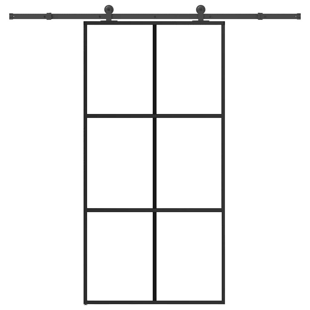 vidaXL Haustür Schiebetür mit Beschlag 102x205 cm ESG-Glas & Aluminium (1-St)