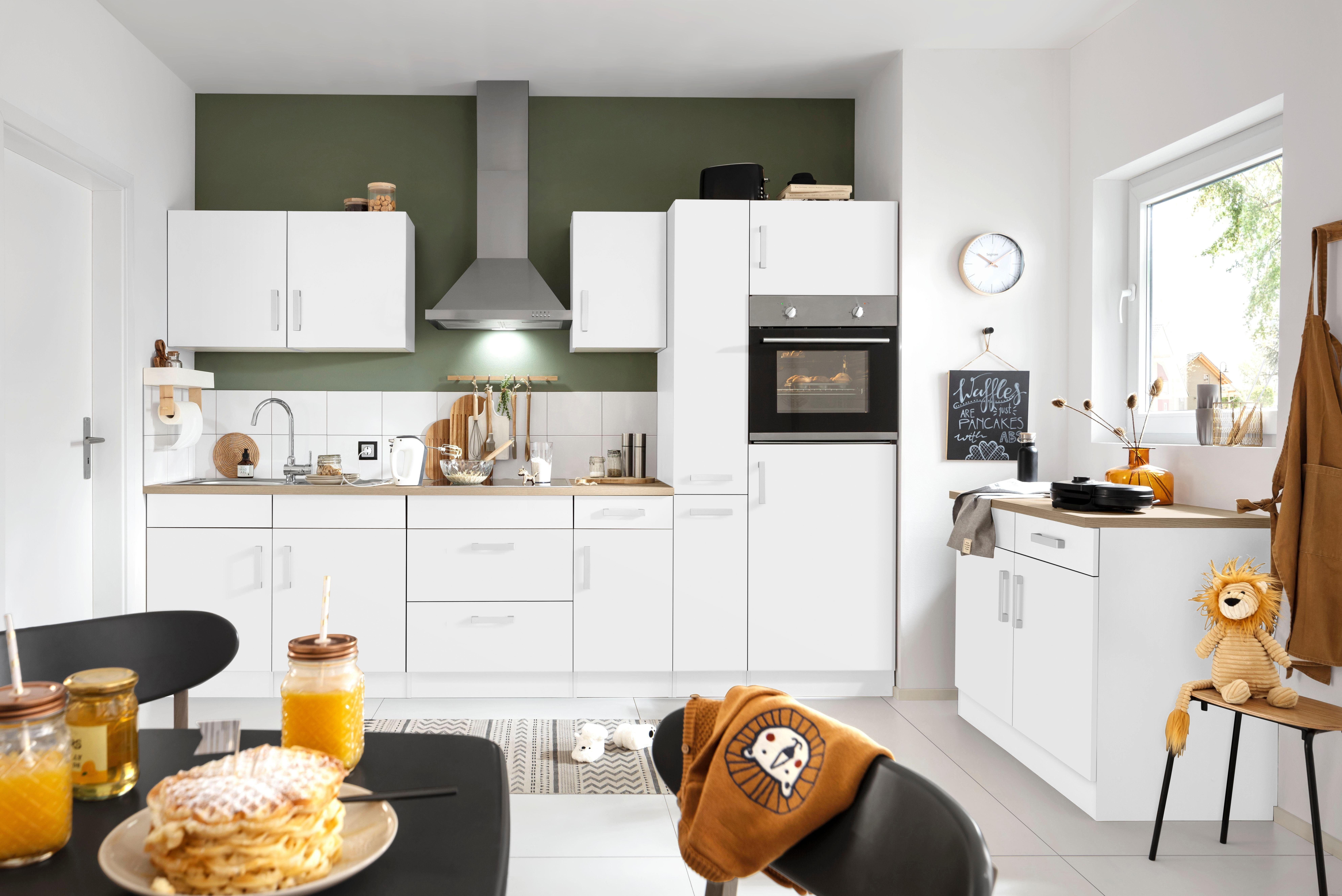 KOCHSTATION Küchenzeile KS-Gera, Breite 300 cm, wahlweise mit E-Geräten, mit Arbeitsplatte