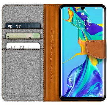 CoolGadget Handyhülle Denim Schutzhülle Flip Case für Huawei P30 Pro 6,5 Zoll, Book Cover Handy Tasche Hülle für P30 Pro New Edition Klapphülle