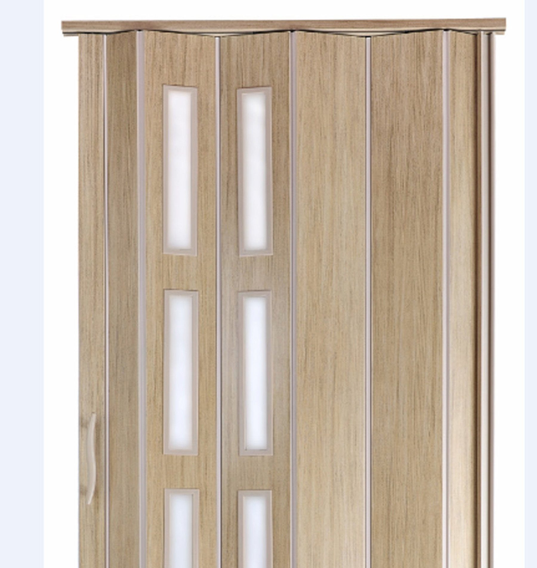 Standom Falttür Schiebetür Eiche hell Fenster H. 201 cm für Türbreite bis 94 cm st5 (1 Karton, 1-St., 1 Set), teils vormontiert