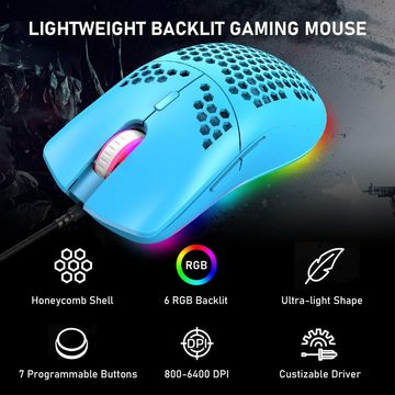 ZIYOU LANG RGB-Hintergrundbeleuchtung Tastatur- und Maus-Set, Breite Kompatibilität,Wasserdicht19-Tasten-Rollover,FN-Funktionstasten