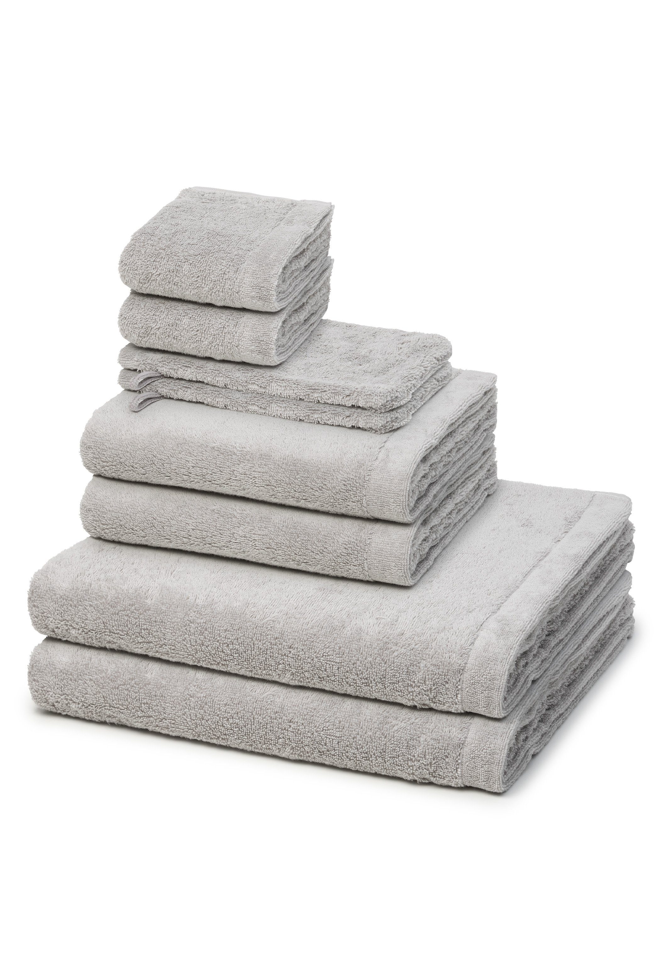 Cawö Handtuch Set Lifestyle, Walkfrottee (Spar-Set, 8-St), 2 X Wasch- 2 X Gäste- 2 X Dusch- 2 X Handtuch im Set - Baumwolle