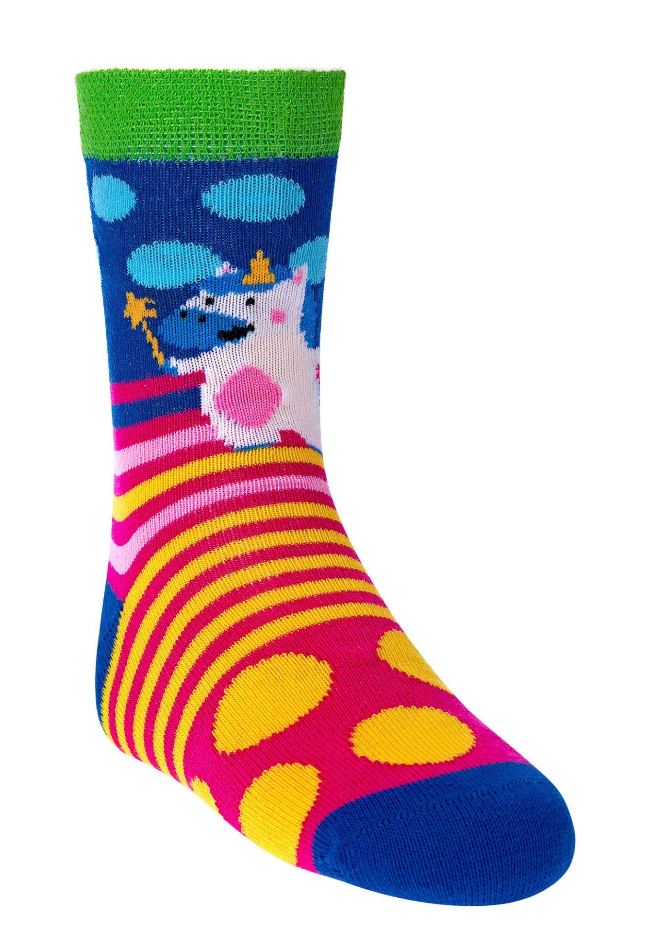 Wowerat Freizeitsocken 3 Paar Kindersocken Gute Laune Einhorn weiche Baumwolle handgekettelt (3 Paar) – Bild 2 von 5