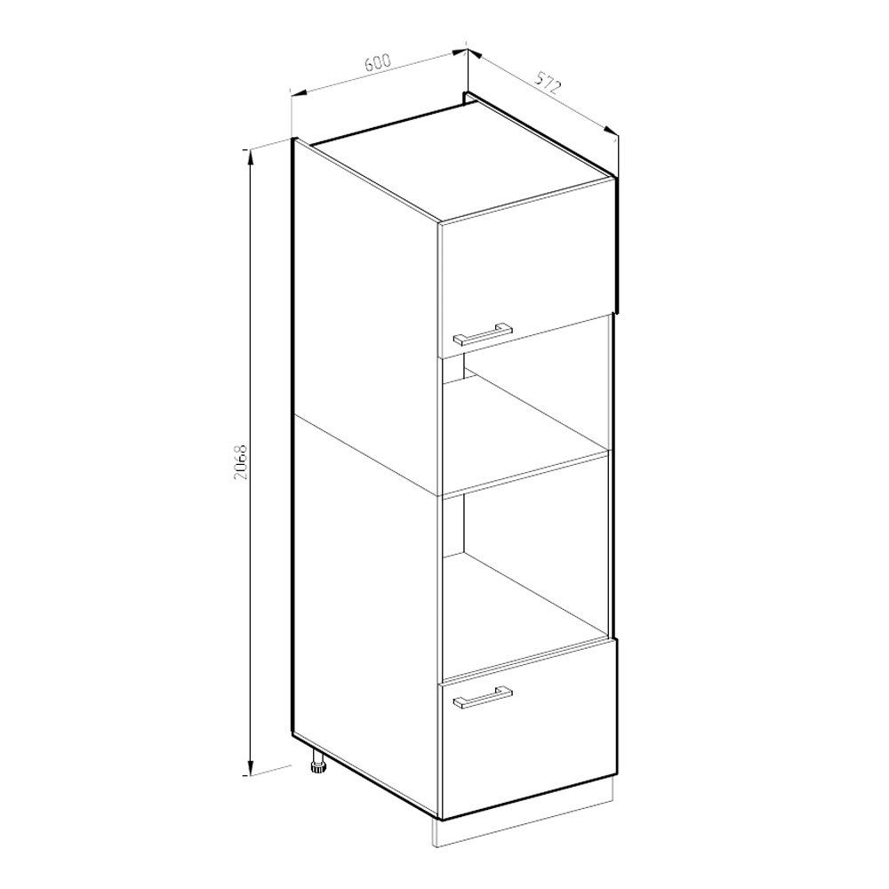 Vicco Mikrowellenumbauschrank R-Line, Edelgrau/Weiß, 60 cm (1-St)
