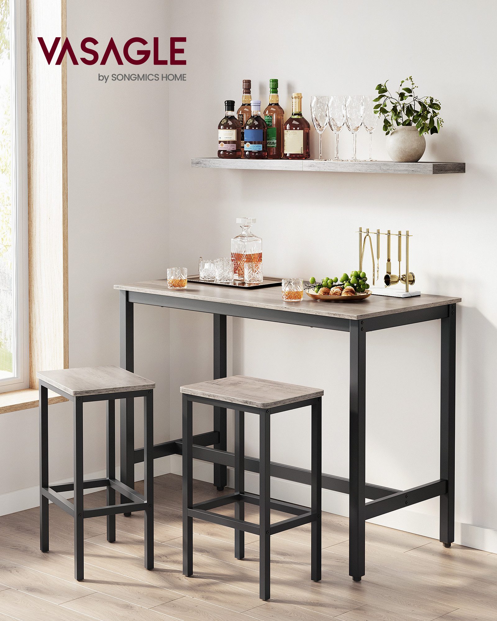 VASAGLE Bartisch Bartisch-Set, Esstisch(120 x 60 günstig online kaufen