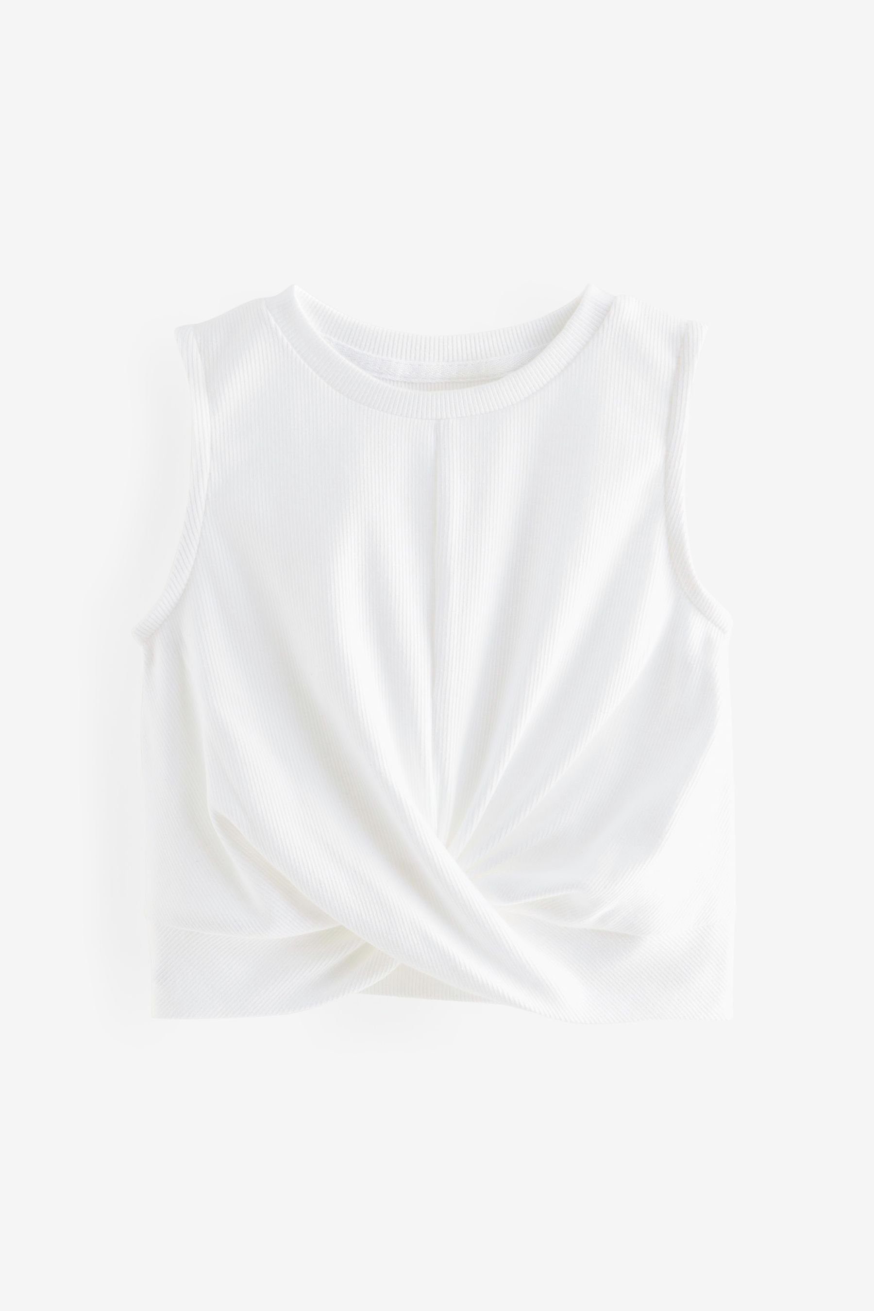 Next Shirttop Geripptes Trägertop in Wickeloptik (1-tlg) White