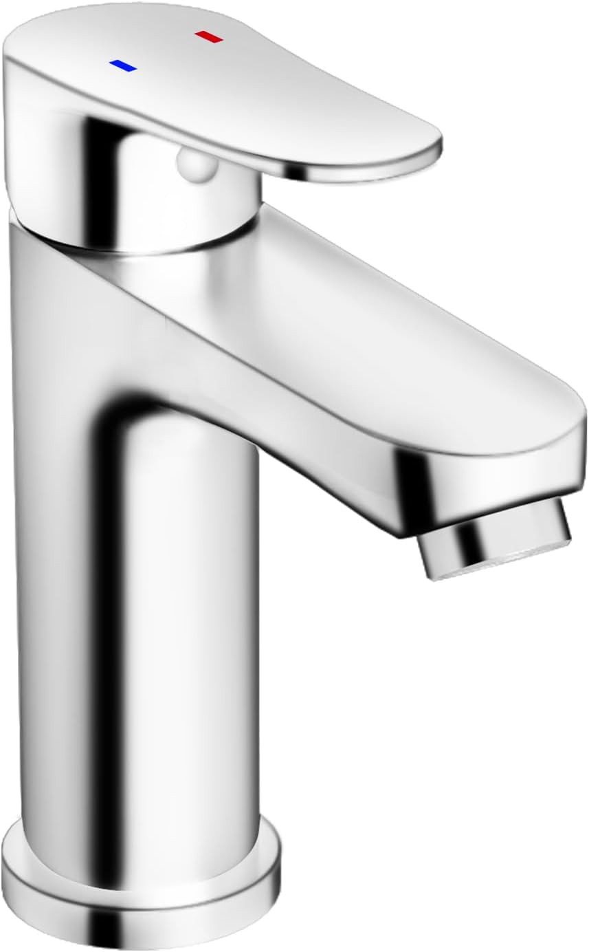 GarveeMore Waschtischarmatur,Mischbatterie Waschraum Armaturen mit Auslaufhöhe 128mm mit Geräuscharm Keramischem Ventilkern Armatur Badezimmer,Chrom