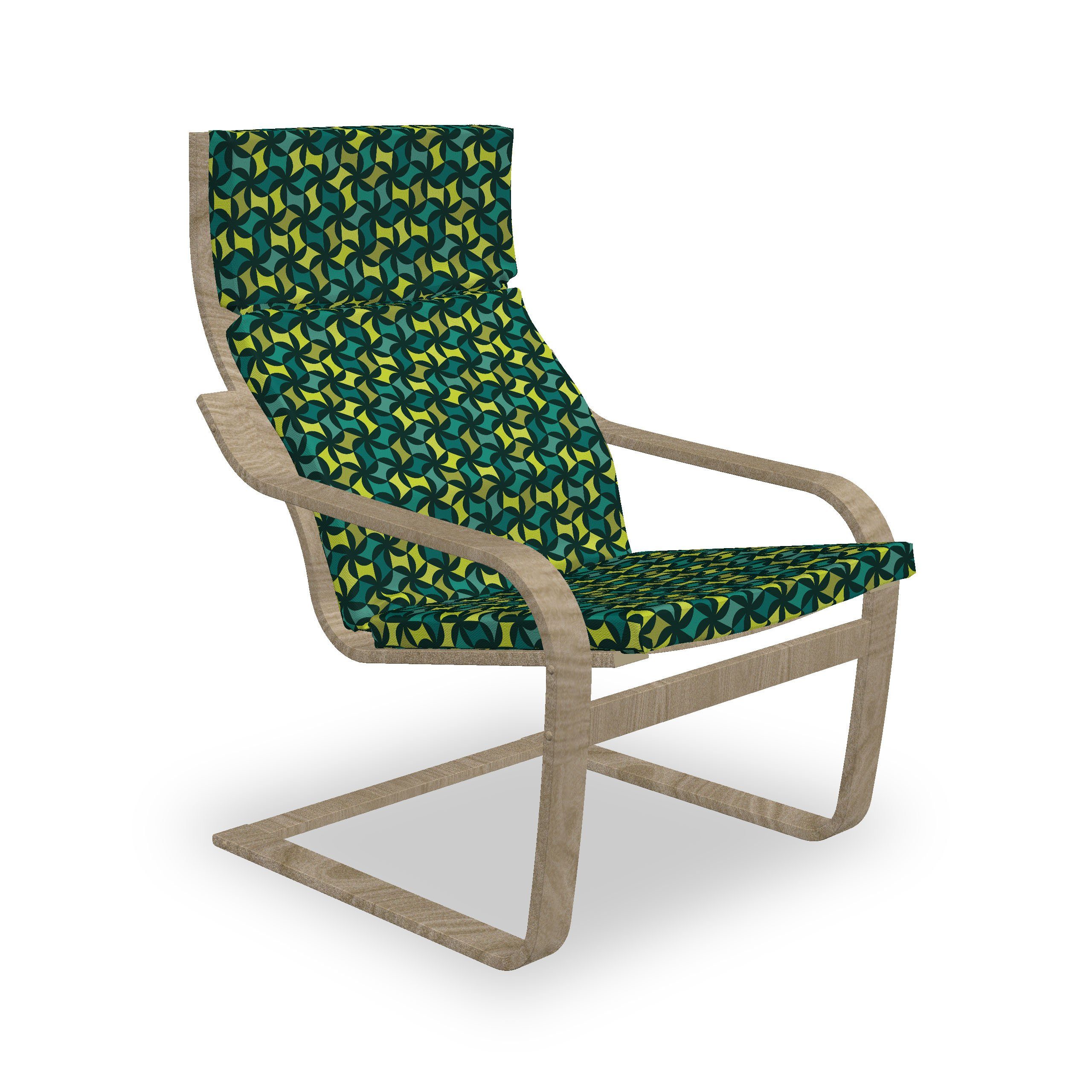 Abakuhaus Stuhlkissen Sitzkissen mit Stuhlkissen mit Hakenschlaufe und Reißverschluss, Abstrakt Grün getönte Formen