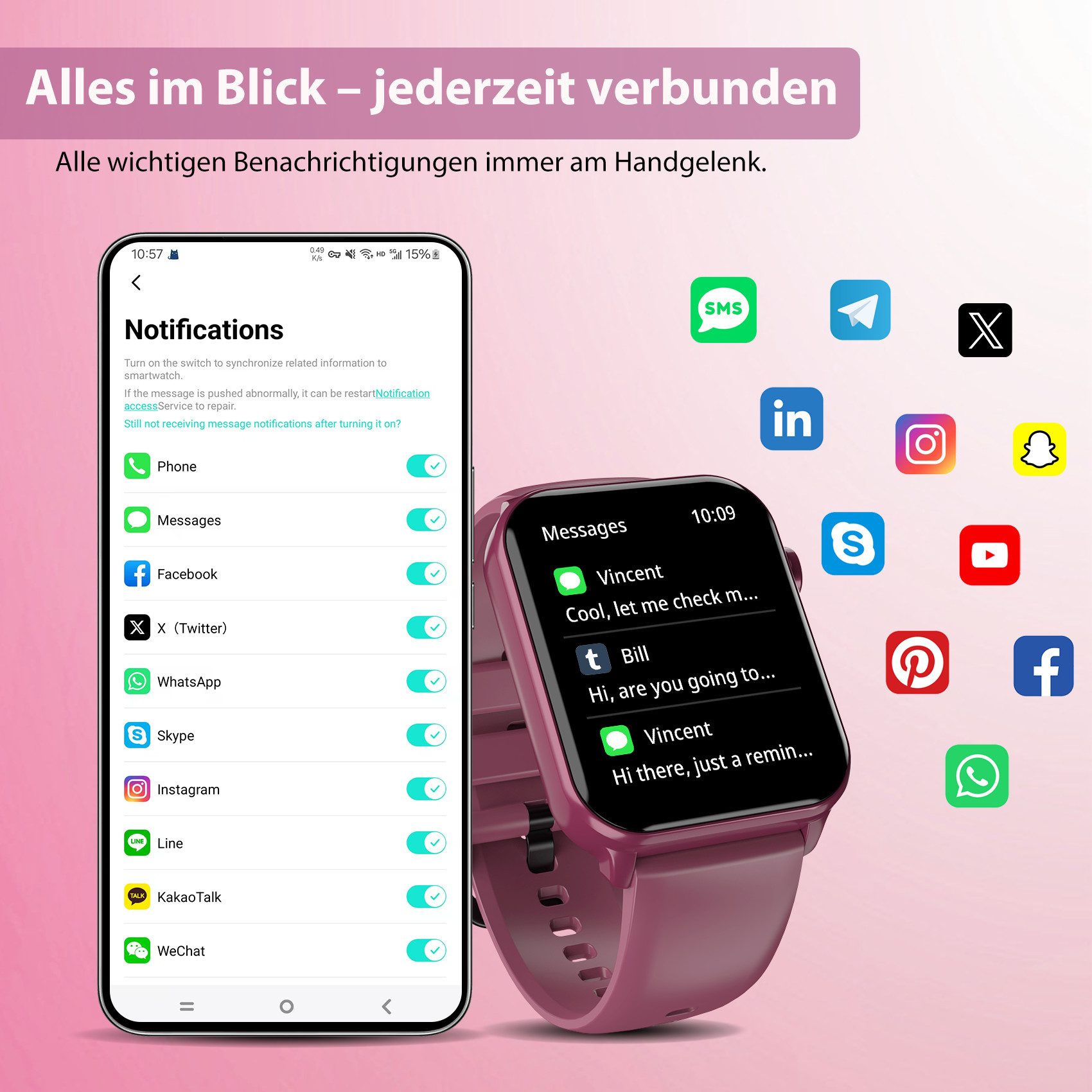 blackview Smartwatch Herren Damen, LED-Leuchte, 350mAh (6 Tage), 2 Armbänder Smartwatch (1.91 Zoll, iOS/Android), mit Wechselband aus weichemSilikon und Ladekabel, Antwort & Anruf tätigen,Herzfrequenz,Schlafmonitor,SpO2,Schritten,IP68