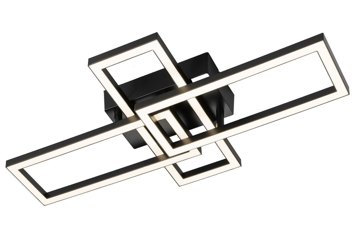 casa NOVA LED Deckenleuchte JANKO, 1-flammig, Schwarz, Kunststoff, LED fest integriert, Extra-Warmweiß, B 63,5 x H 9 x T 34,3 cm