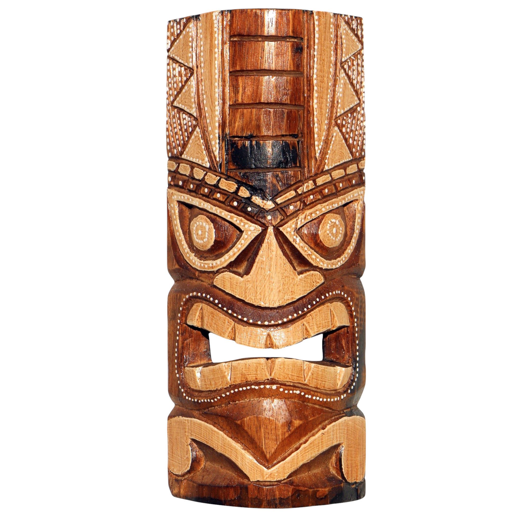 Wogeka Wanddekoobjekt TIKI-Maske bunt 30 cm zum aufhängen Wanddeko aus Bali, Wandmaske Maori Neuseeland