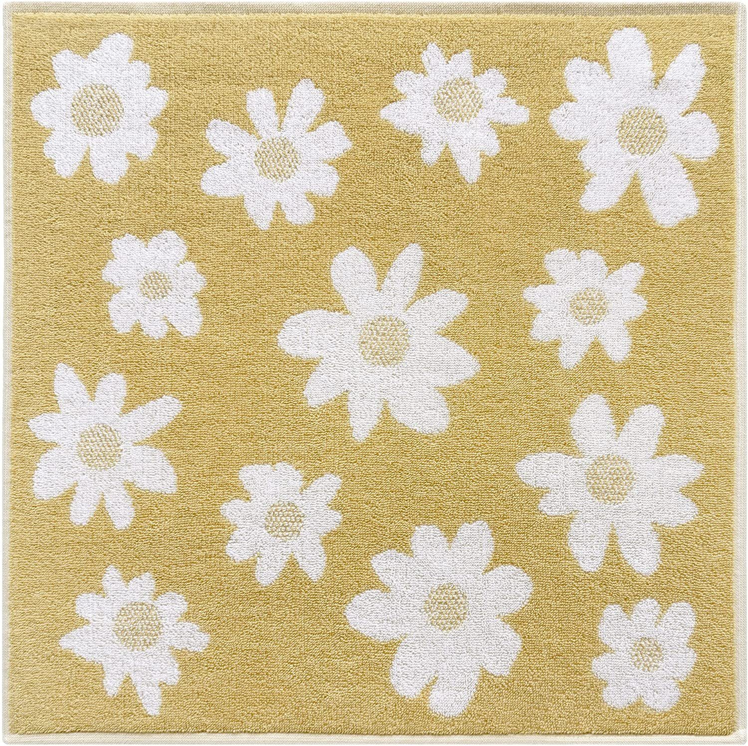 Lashuma 2x Frotteetücher (4-tlg), 50x50 Geschirrhandtücher 50x70 cm Frottee, cm - Handtuch 2x gelb Blumen, Set