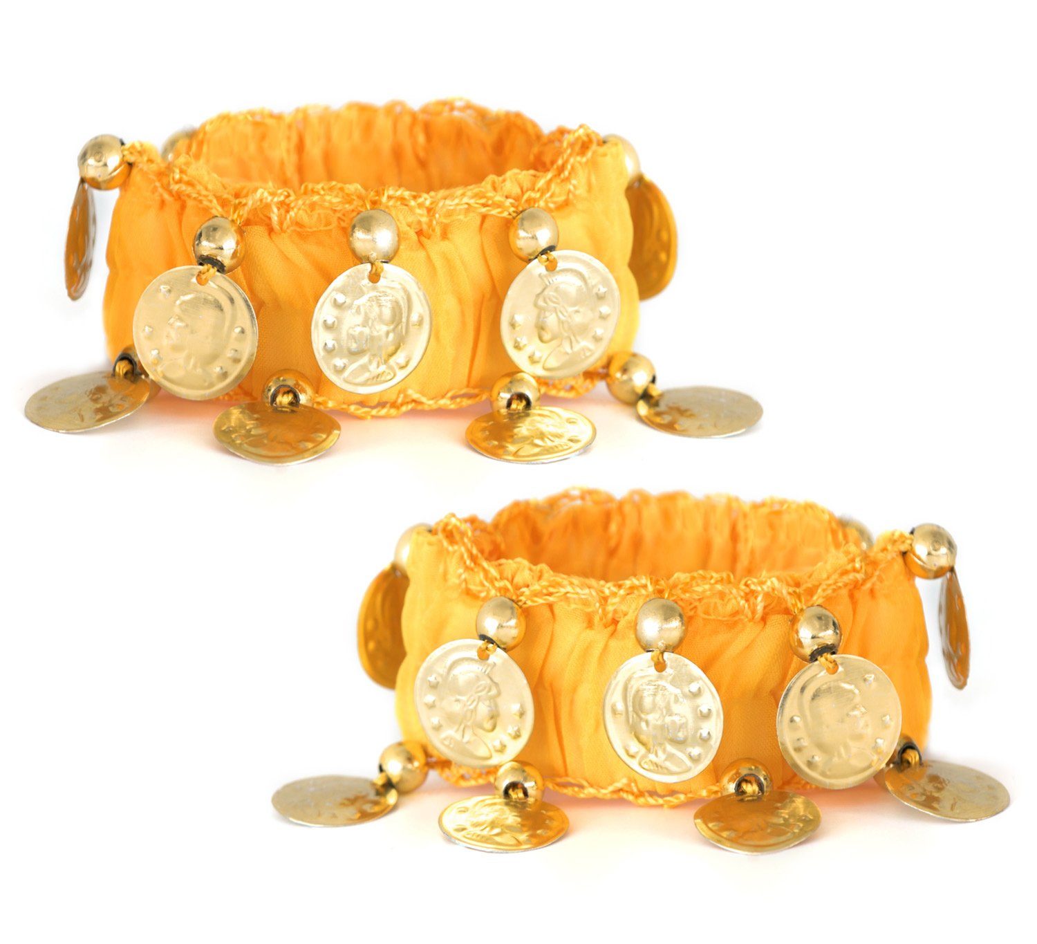 MyBeautyworld24 Armband Handkette gelb (Paar) Belly Fasching Dance Armbänder