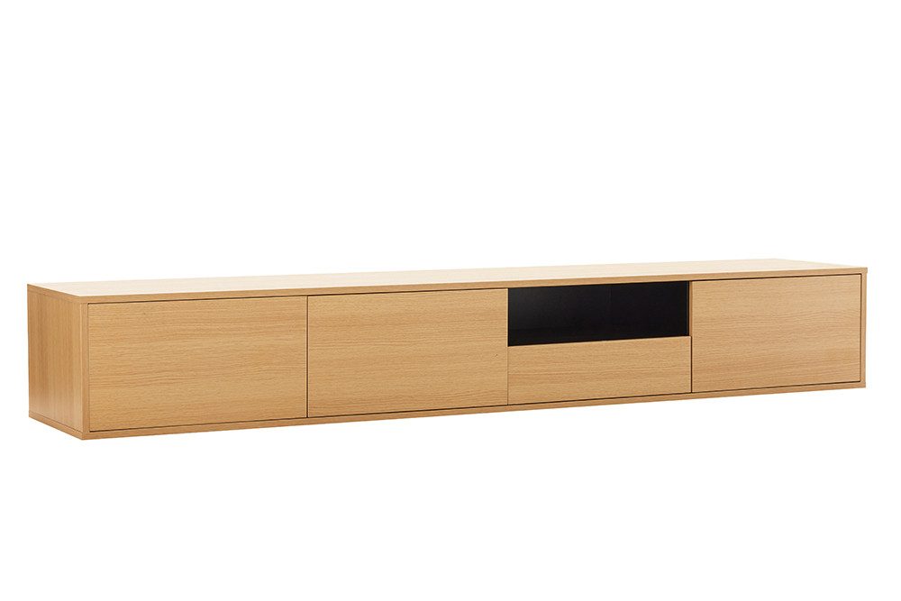 riess-ambiente TV-Board LOFT 200cm natur/schwarz - hängend, Eichen-Design, 7 Fächer, Schublade (Einzelartikel, 1 St), Sideboard mit Ablage & Stauraum- ideal für Flur, Wohnbereich & TV-Ecke