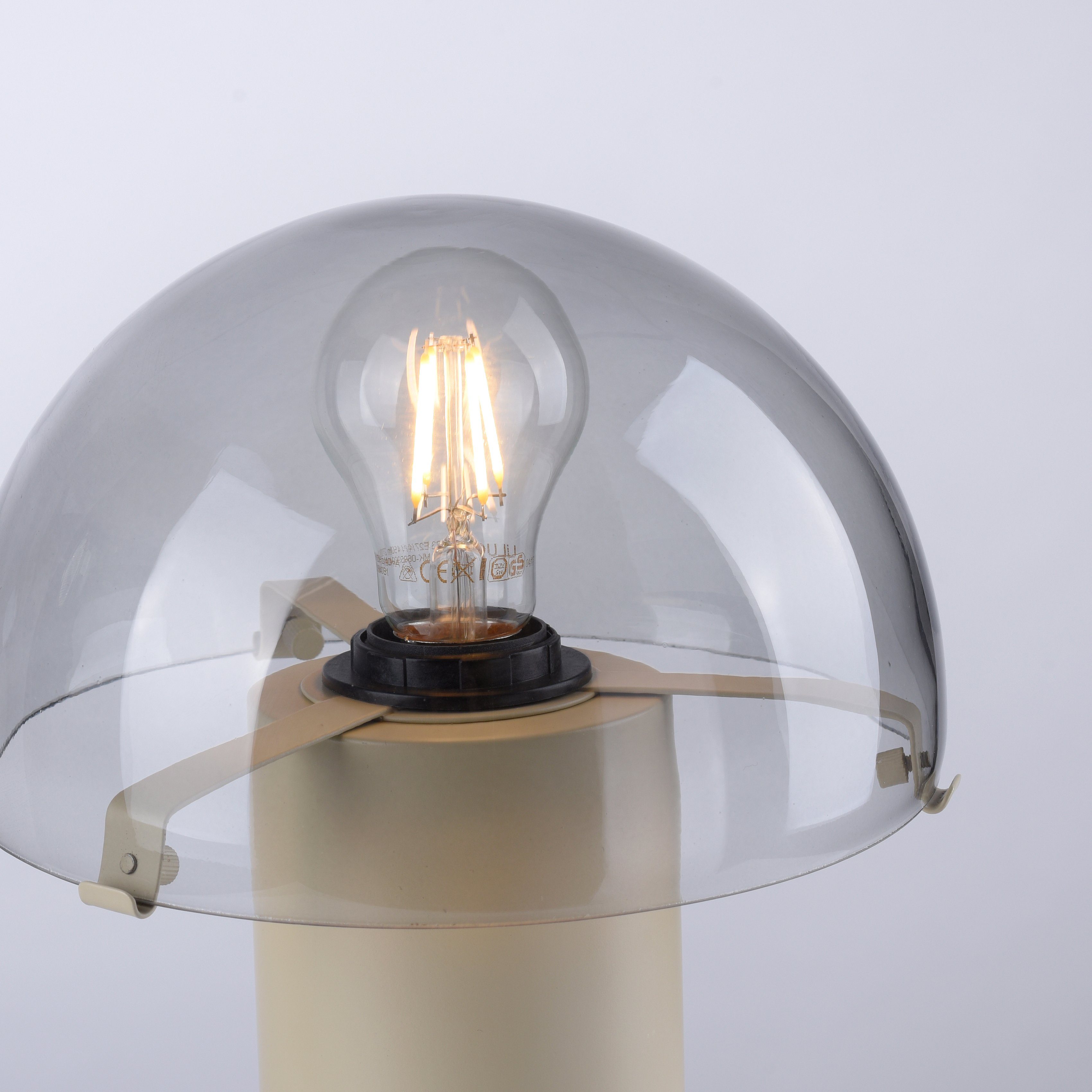 Pilzlampe Ein-/Ausschalter, Drehschalter, E27, Leuchtmittel, Tischleuchte beige/rauchglas skandinavisch ohne Tischlampe andas Skickja,