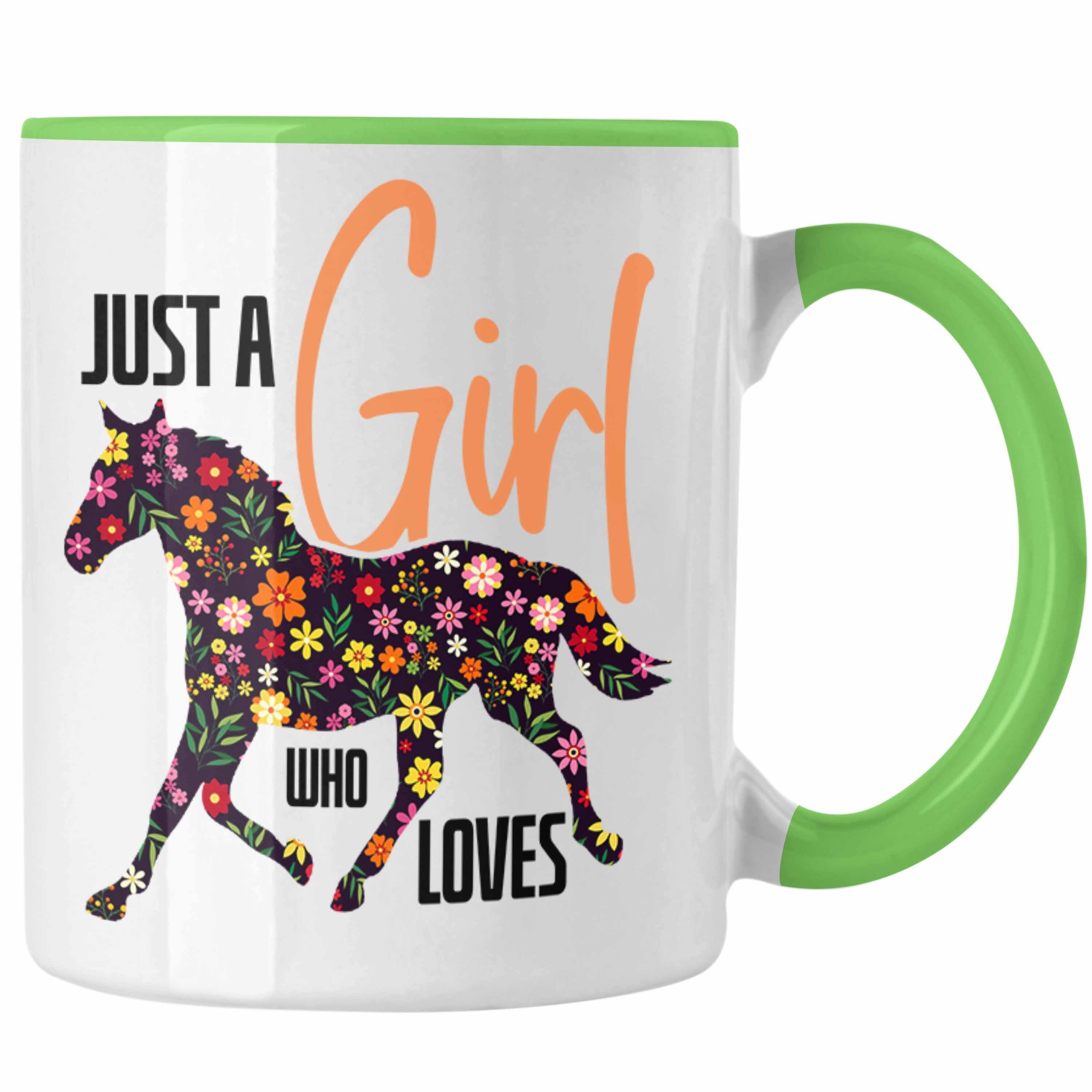 Trendation Tasse Pferde Tasse "Nur Ein Mädchen Das Pferde Liebt" Geschenk für Pferdeli Grün