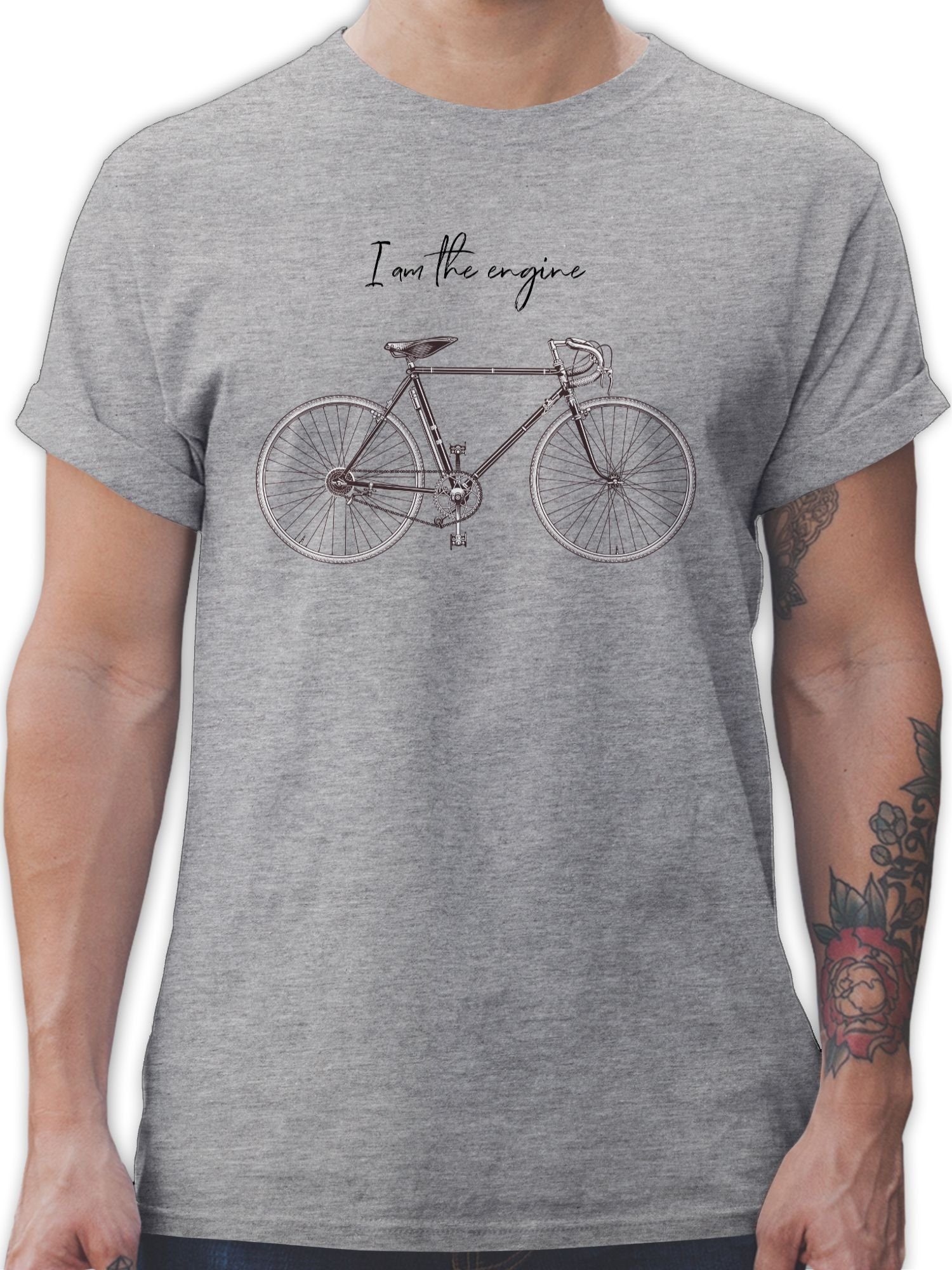 Shirtracer T-Shirt I Grau Fahrrad 03 sprüchen engine t-shirts Radsport the - tshirt mit am - meliert - shirts sprüche Premium Bekleidung T-Shirt herren - Herren fahrrad