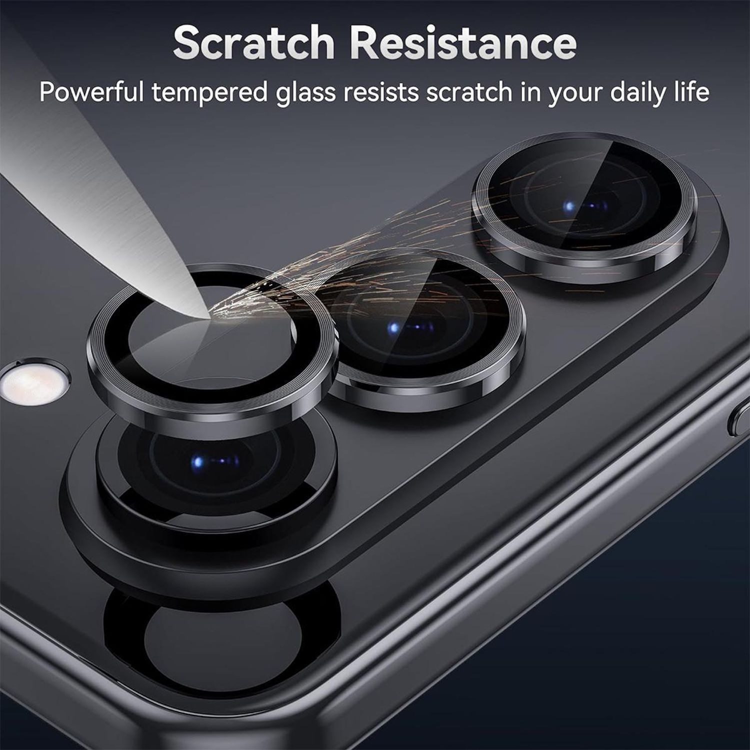 Wigento Handyhülle Für Samsung Galaxy Z Fold7 5G Aluminium Ring + 9H Hart Glas Schwarz, Kameralinsenschutz mit Metallring, gehärtetes Glas