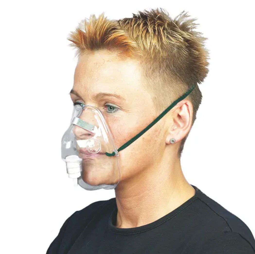 DocMed Mund-Nasen-Maske DCT O₂-Maske, Sauerstoffmaske Einweg, 1-St., Mit Ohrbändern und Clip, Flexibel einsetzbar