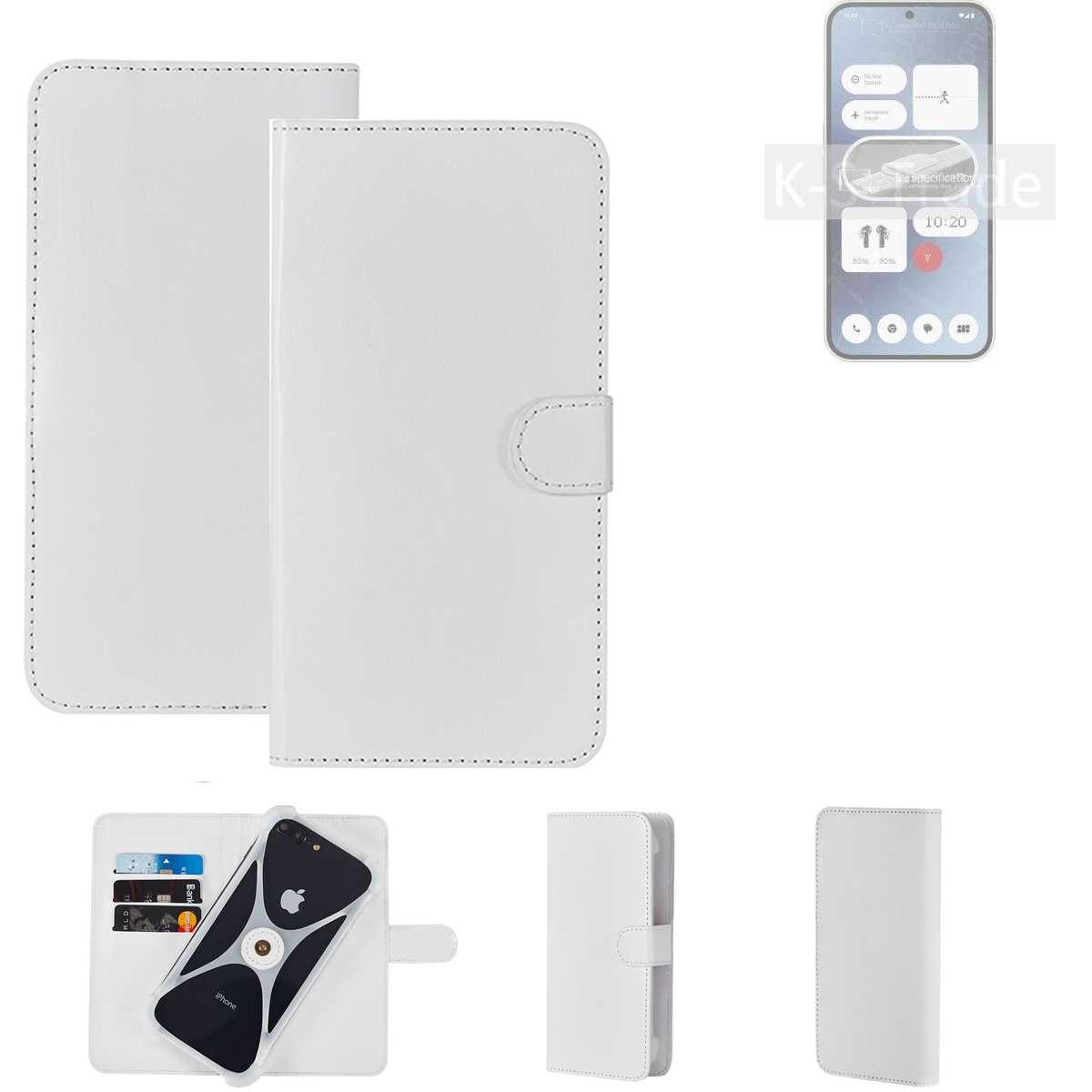 K-S-Trade Handyhülle für Nothing Phone (2a), Handy Hülle Schutz Hülle Cover Case Bookstyle Bumper weiß 1x
