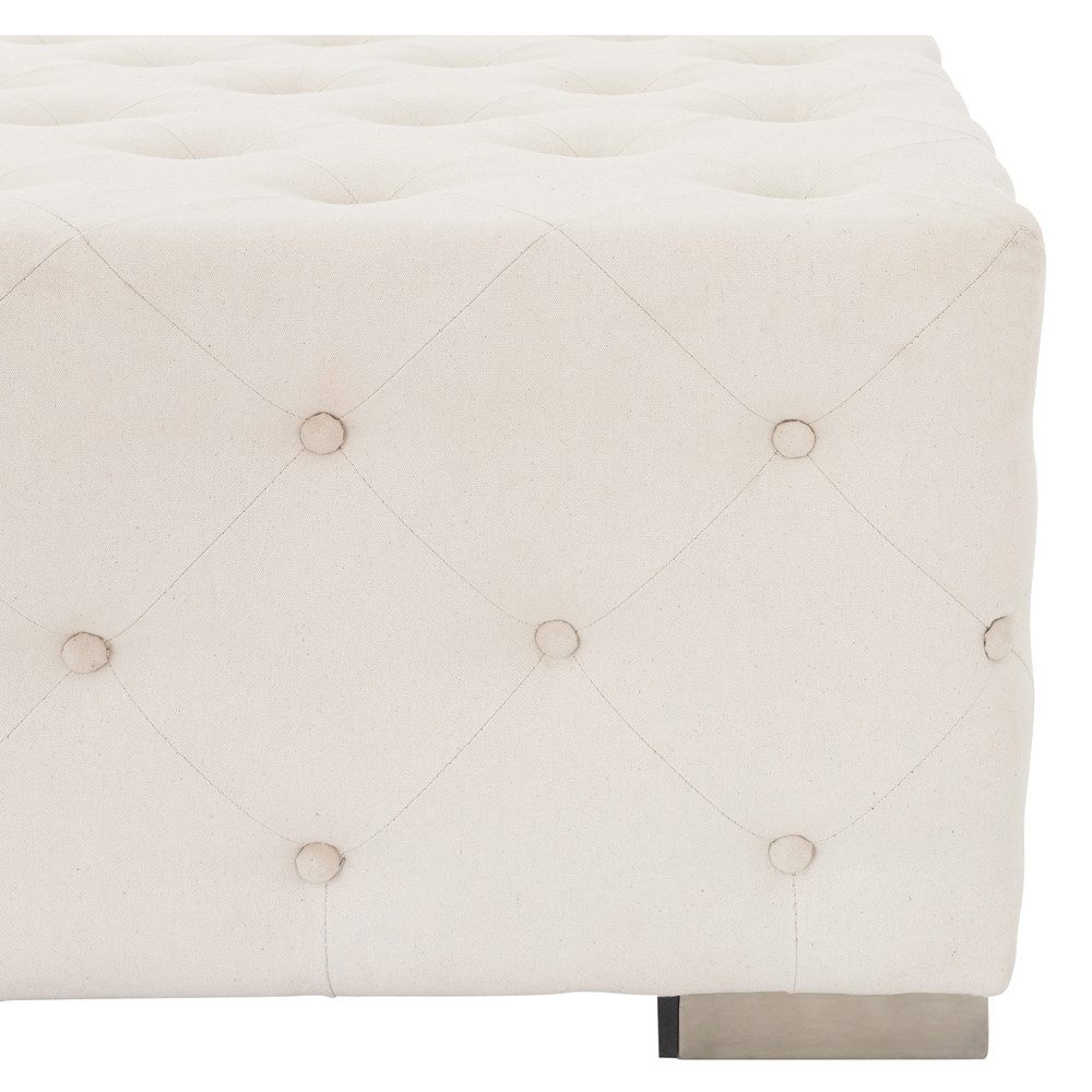 WOMO-DESIGN Pouf Quadratisch Sitzpouf Handgefertigt, Baumwolle Füllung, Creme Vintage Sitzkissen Sitzpuff Sitzhocker Hocker Sitzkissen