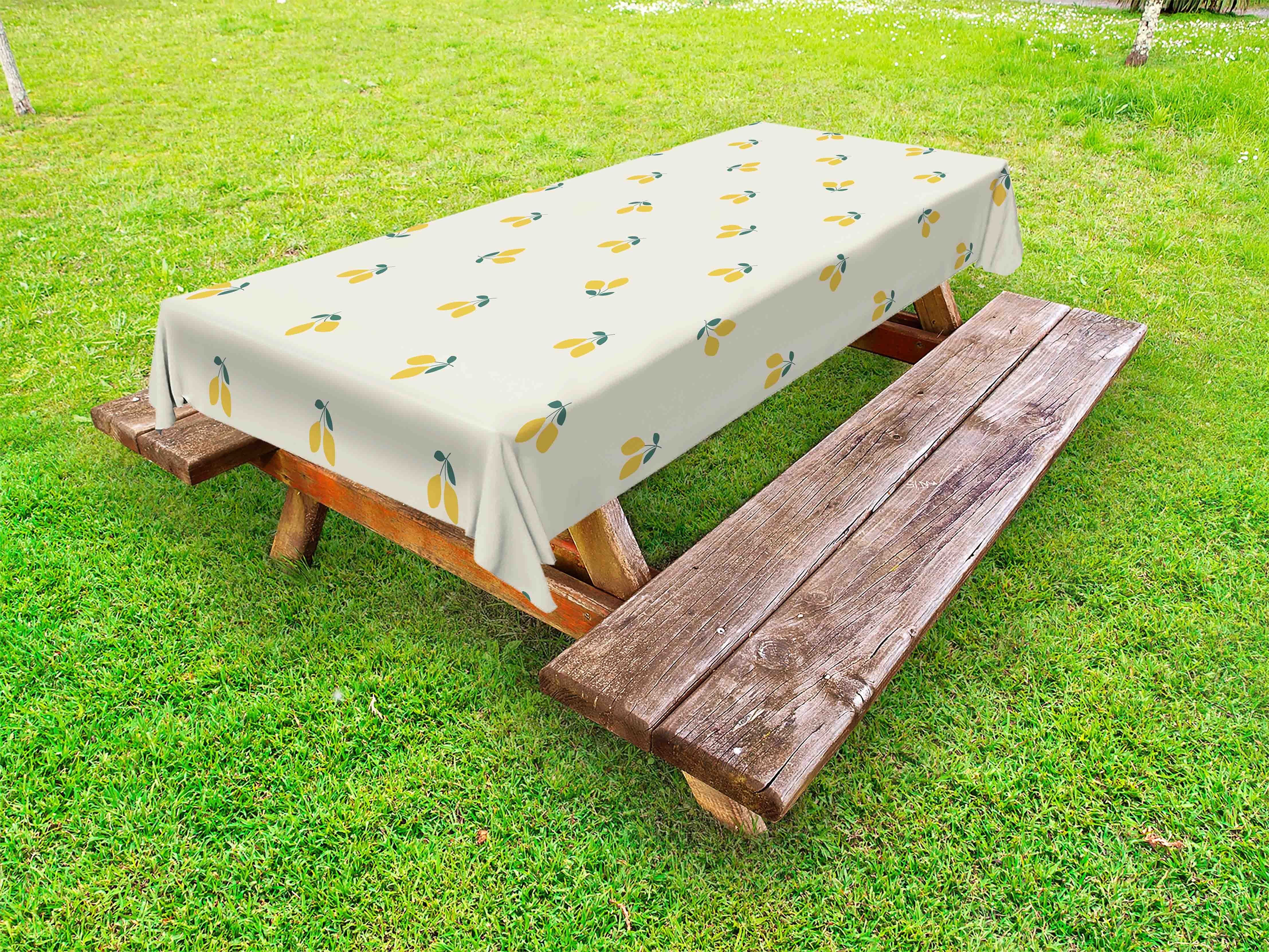 Abakuhaus Tischdecke dekorative waschbare Picknick-Tischdecke, Sommer Belaubt Lemon Obst Paar Motiv