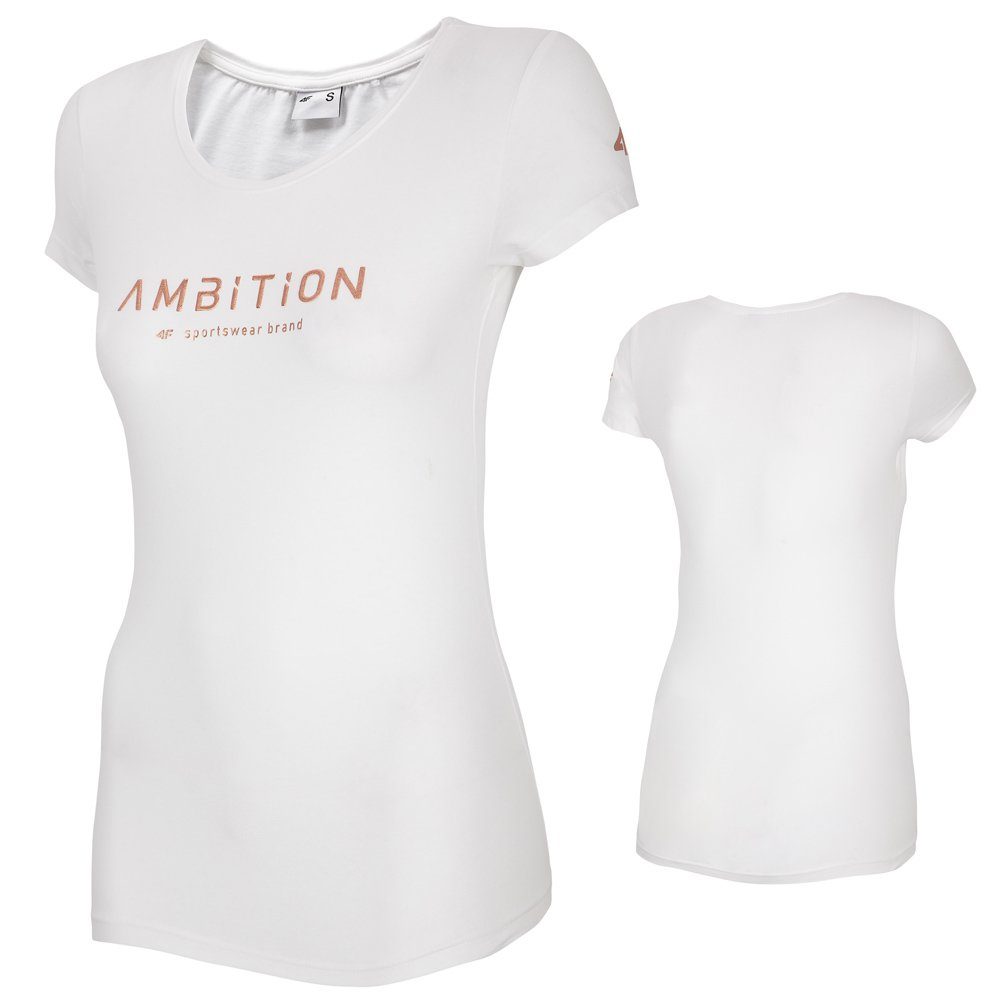 weiß T-Shirt, Damen Kurzarmshirt - 4F Baumwollshirt - 4F Ambition