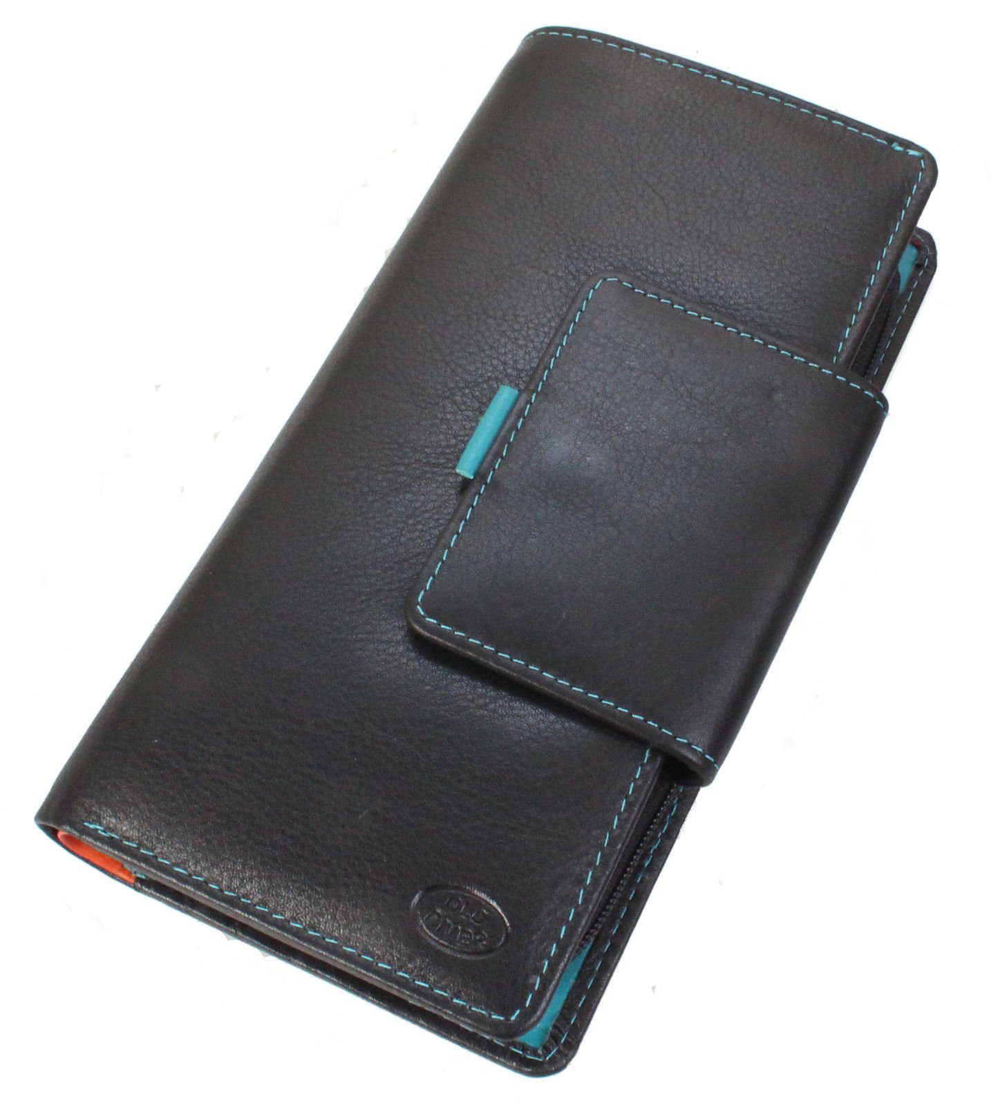 Christian Wippermann Geldbörse XXL Bunte Leder Brieftasche Damen Geldbörse (keine), Hochformat Rindleder