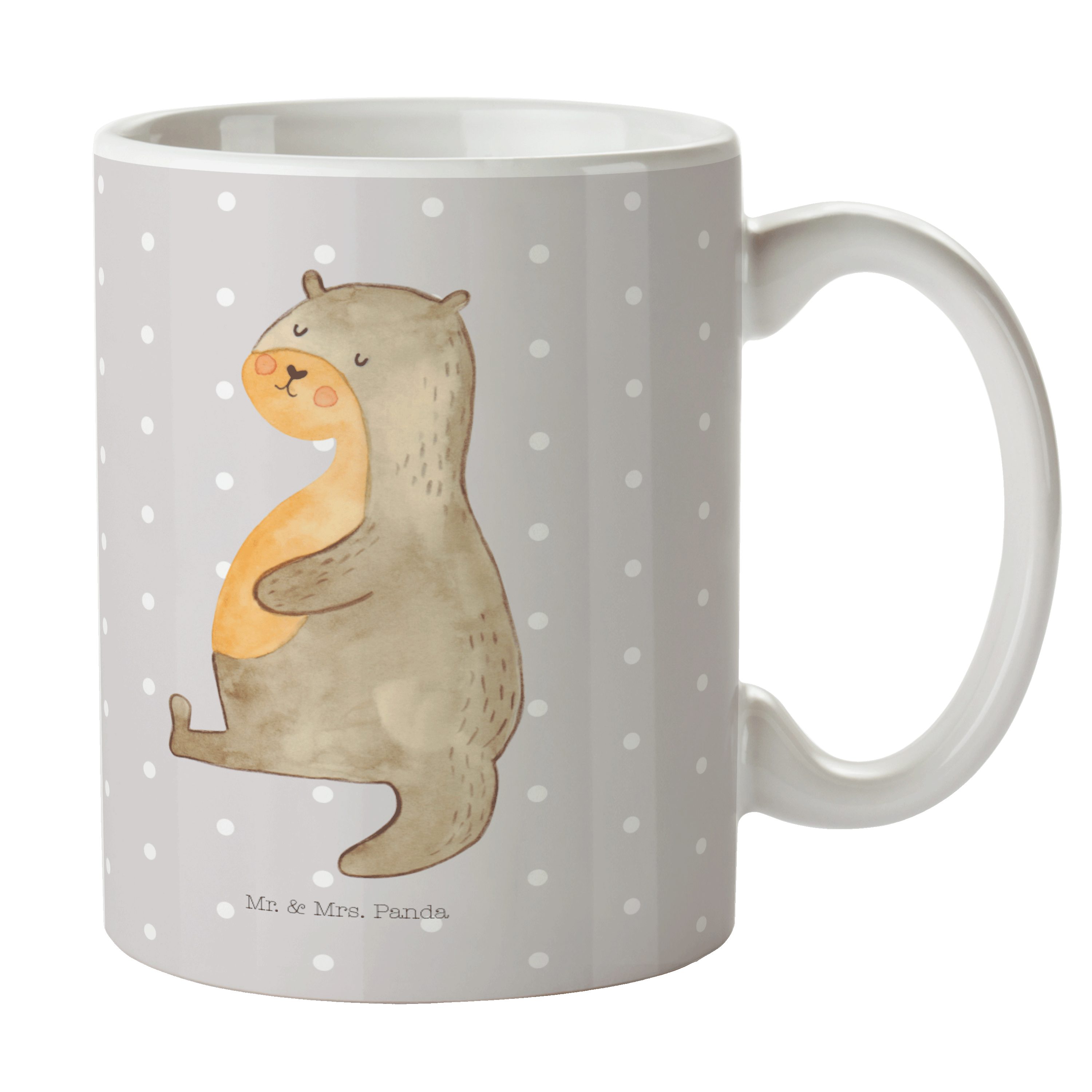 Mr. & Mrs. Panda Tasse Otter Bauch - Grau Pastell - Geschenk, Otter Seeotter See Otter, Seeo, Keramik