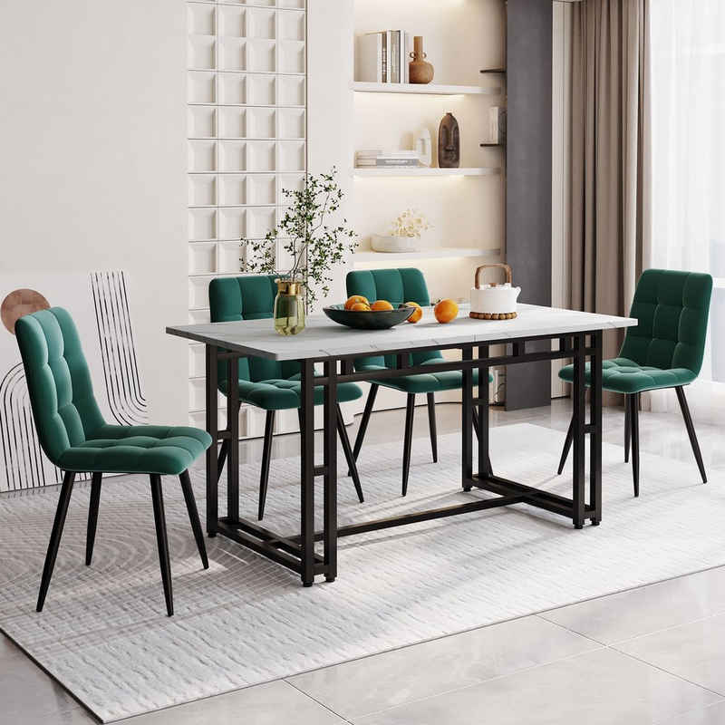 OKWISH Essgruppe Esstisch mit 4 Stühlen, (5-tlg), Moderne Küche Esstisch Set