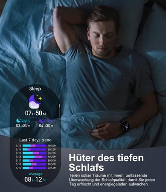 Lige Herren's 400 mAh Telefonfunktion Wasserdicht Smartwatch (1,43 Zoll, Android/iOS), mit 100+ Sportmodi Aktivitätstracker,Herzfrequenz-/SpO2-Überwachung