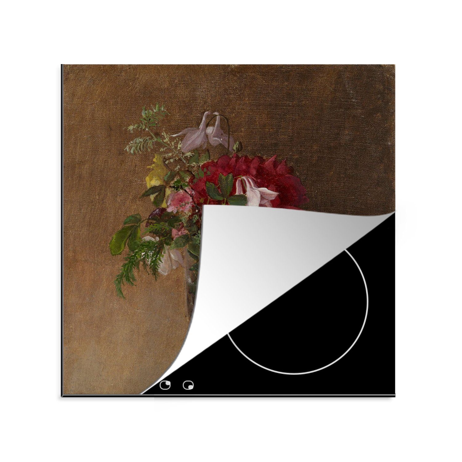 tlg), MuchoWow Arbeitsplatte Albert in einem Vinyl, Gemälde Ceranfeldabdeckung, Glas 78x78 Edelfelt, Blumen - küche für (1 Herdblende-/Abdeckplatte cm, von