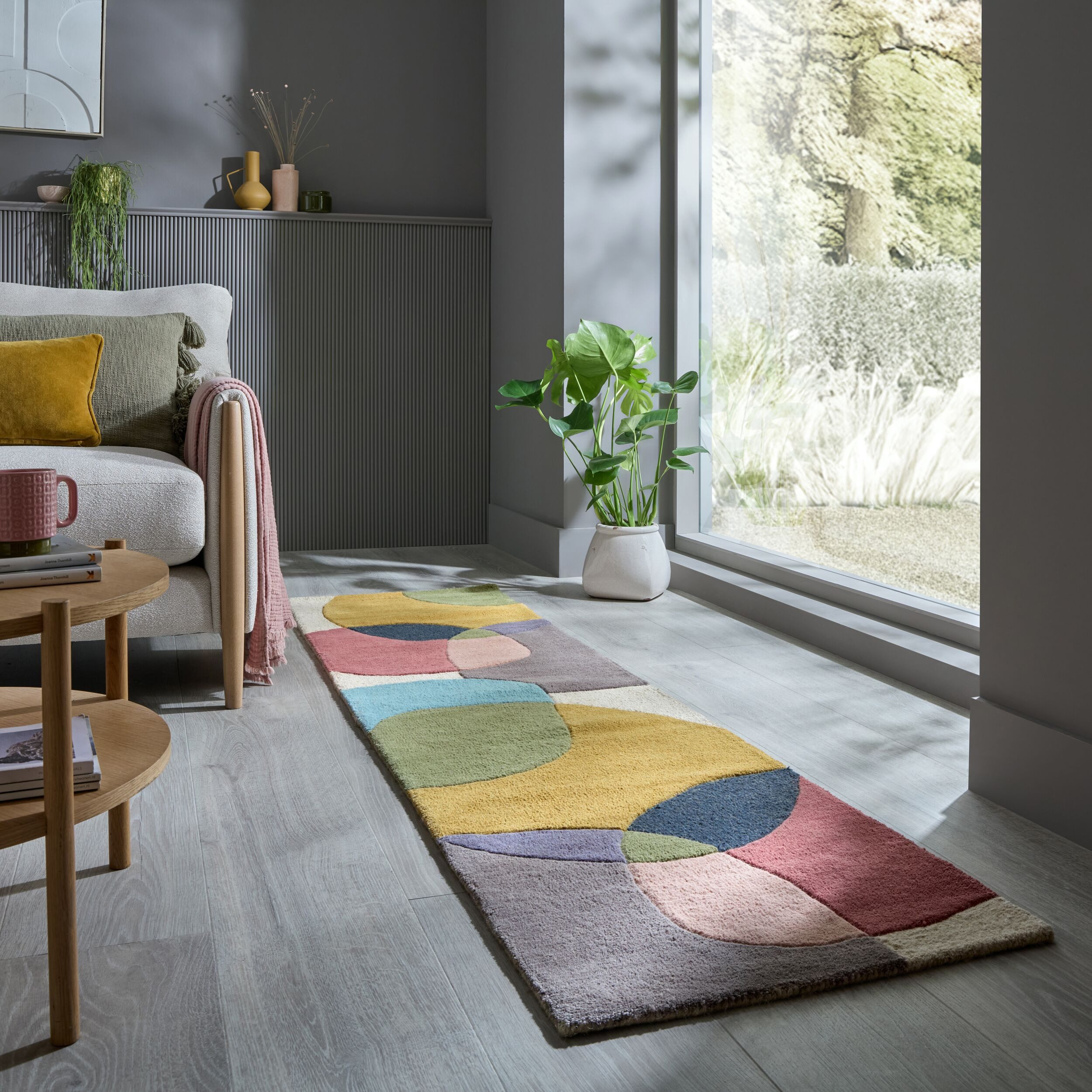 KADIMA DESIGN Wollteppich Wohnzimmer-Teppich AIRE - 100% Wolle, Lebendige Farbakzente, Läufer, Höhe: 8 mm